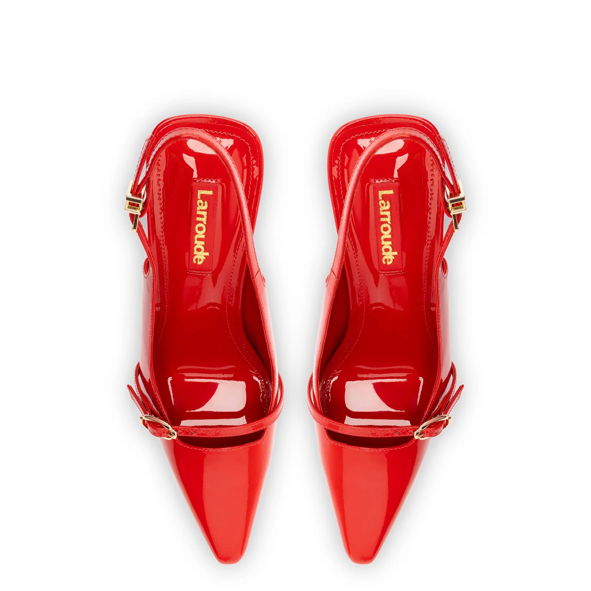 Ines Hi Pump in Scarlet Patent Leather sold by Larroude product image thumbnail 3