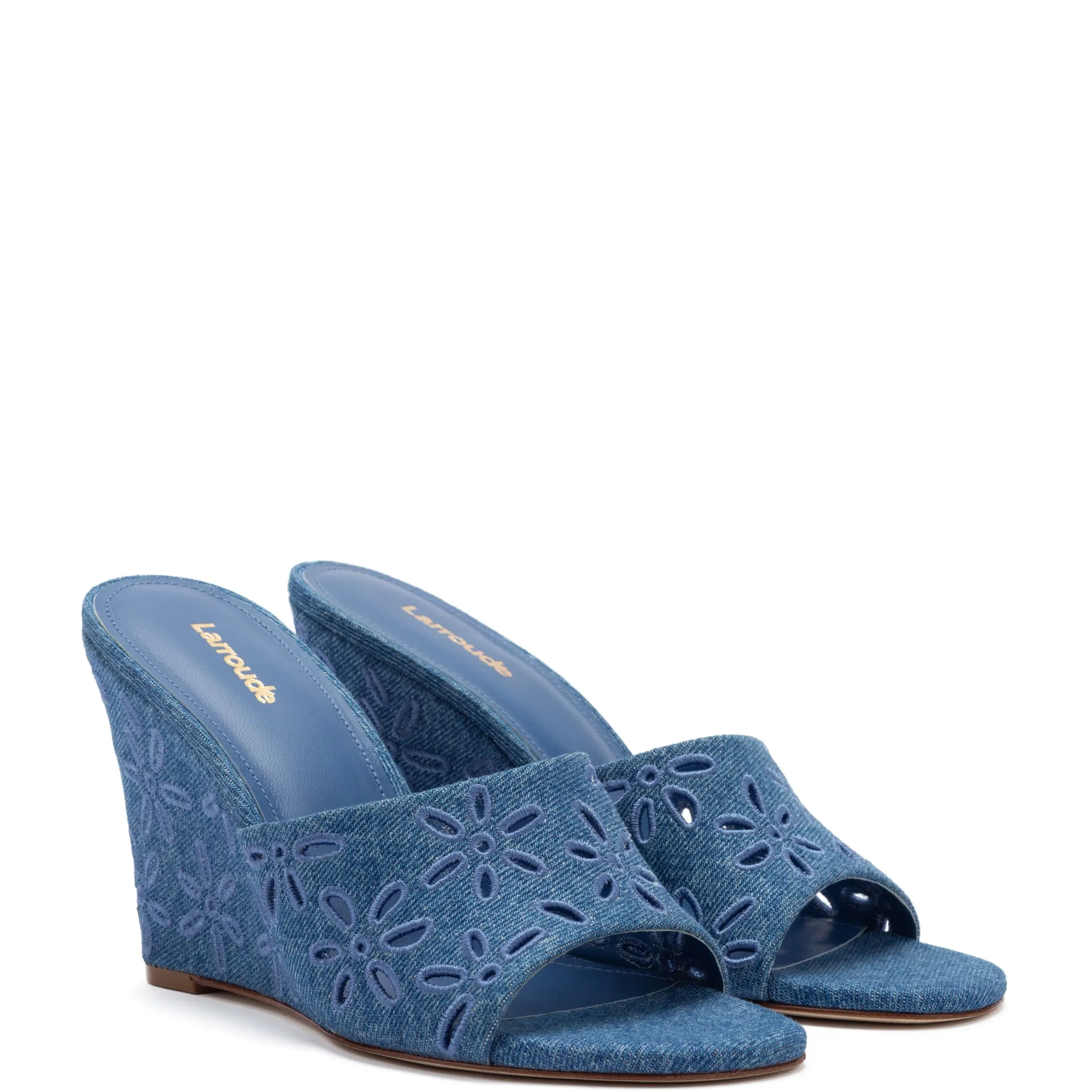 Jackie Wedge In Blue Denim sold by Larroude product image thumbnail 2