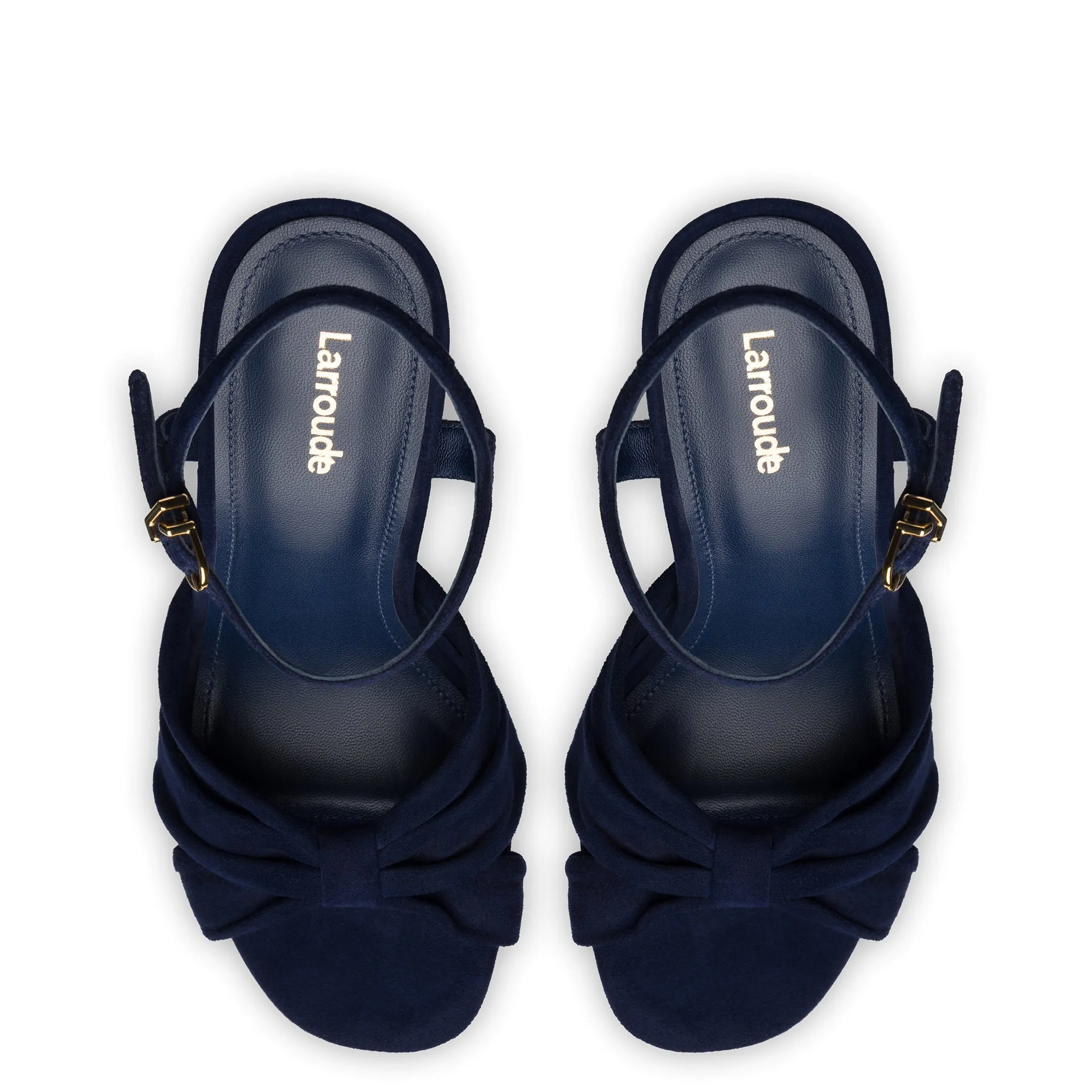 Vivienne Platform Sandal In Navy Suede sold by Larroude product image thumbnail 3