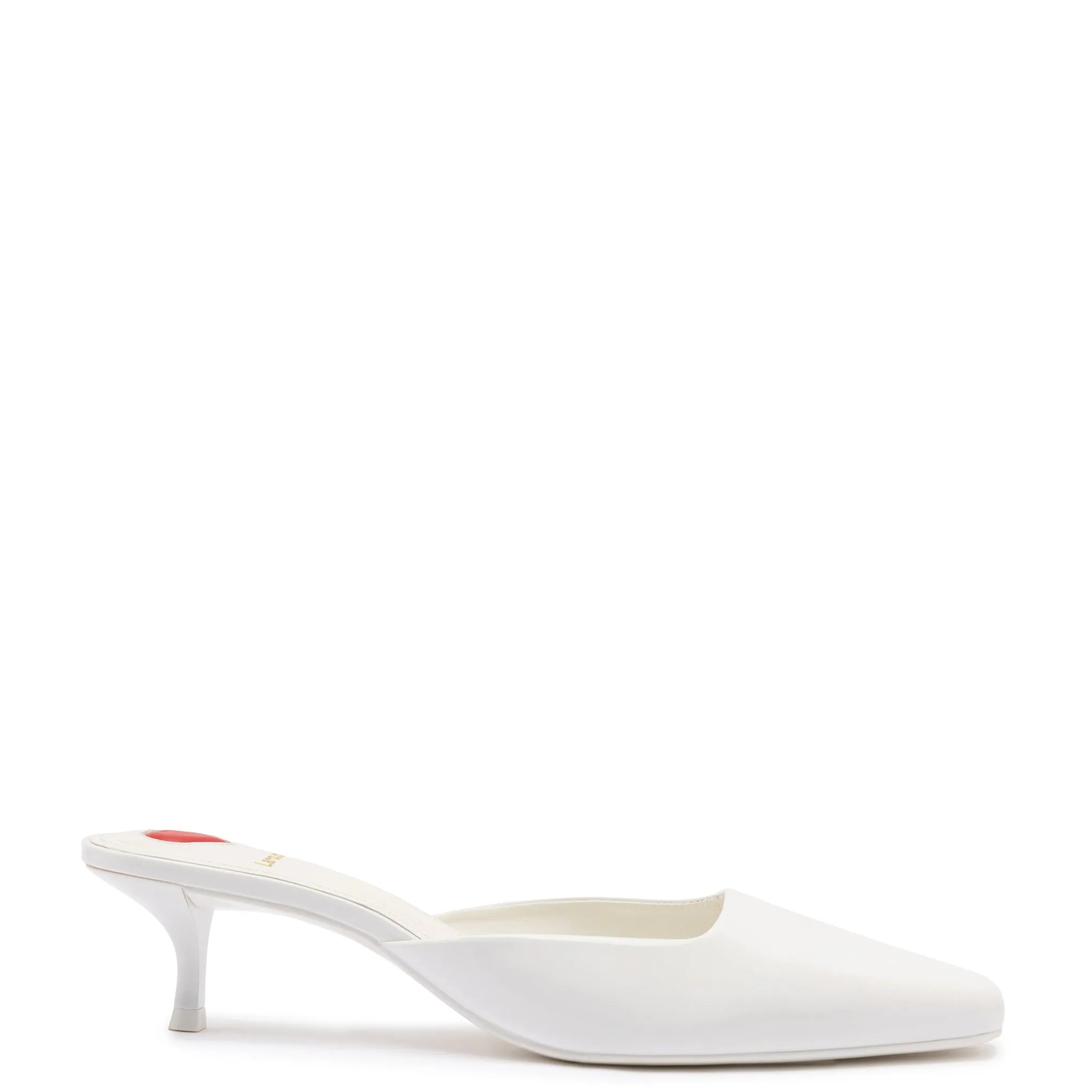 Amal Mule In White Patent Leather sold by Larroude