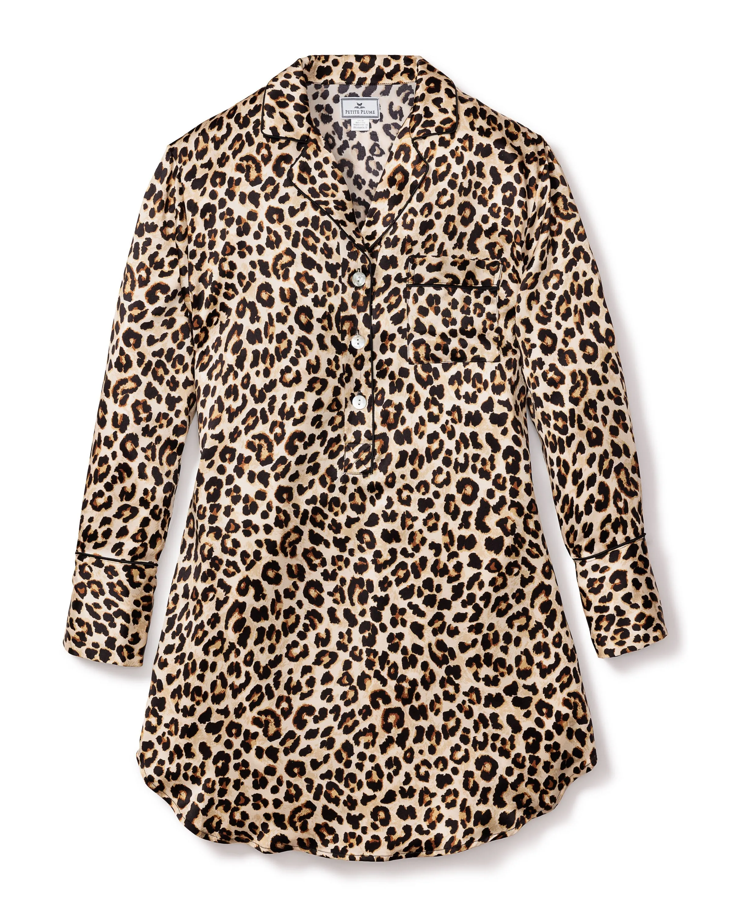Veronica Beard x Petite Plume Silk Leopard Nightshirt sold by Larroude