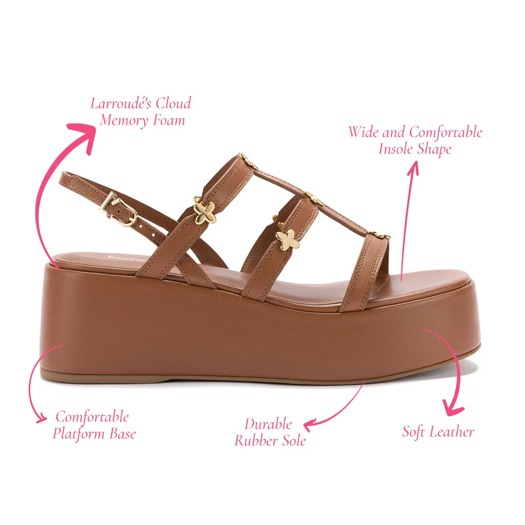Harmony Flatform Sandal In Caramel Leather sold by Larroude product image thumbnail 5