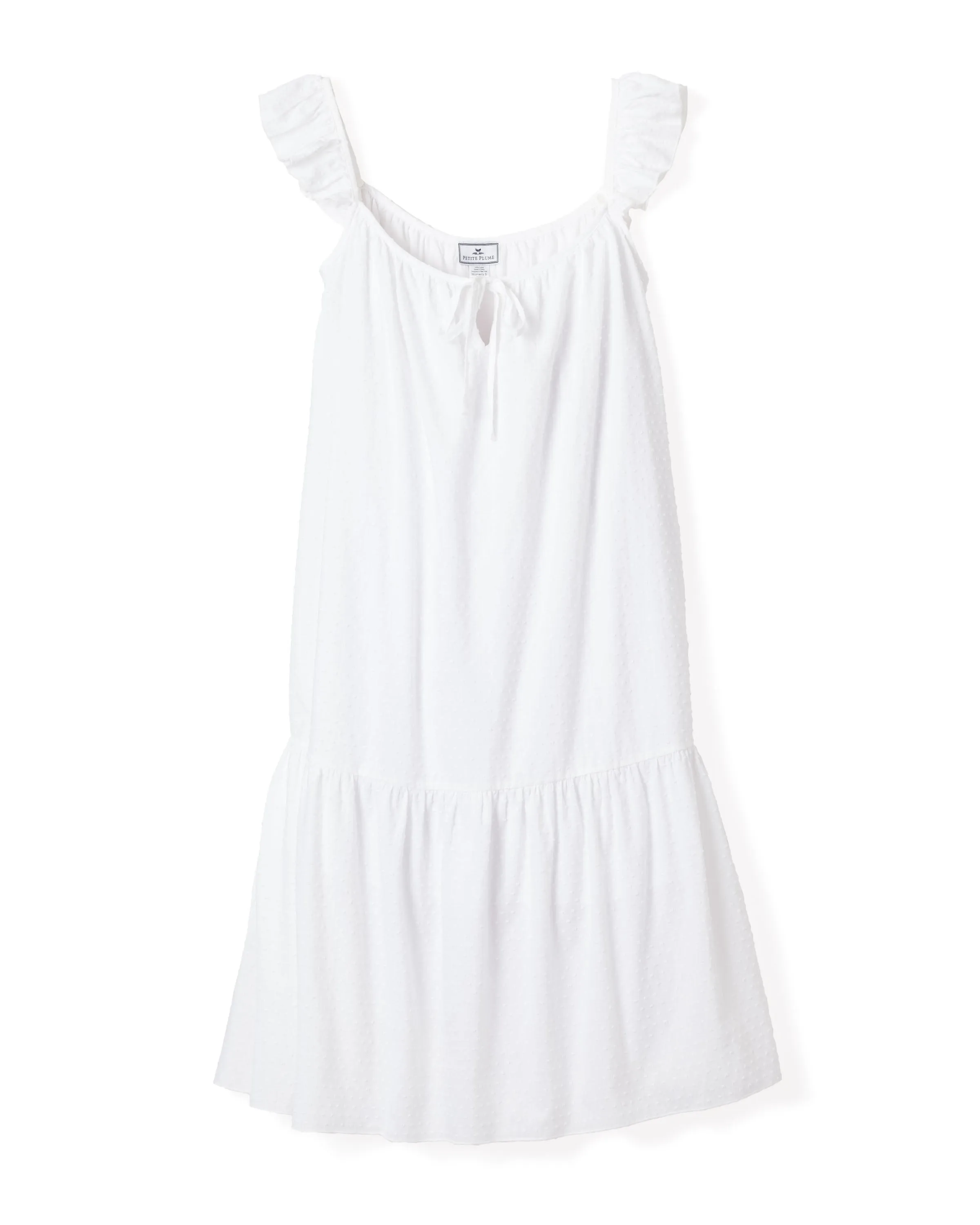 Women's Swiss Dots Celeste Nightgown in White sold by Larroude