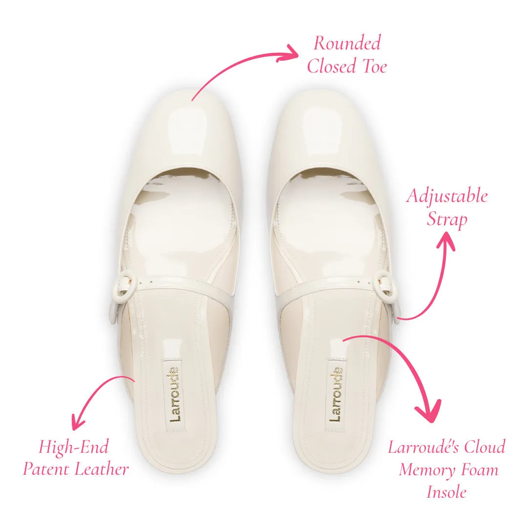 Blair Flat Mule In Ivory Patent Leather sold by Larroude product image thumbnail 5