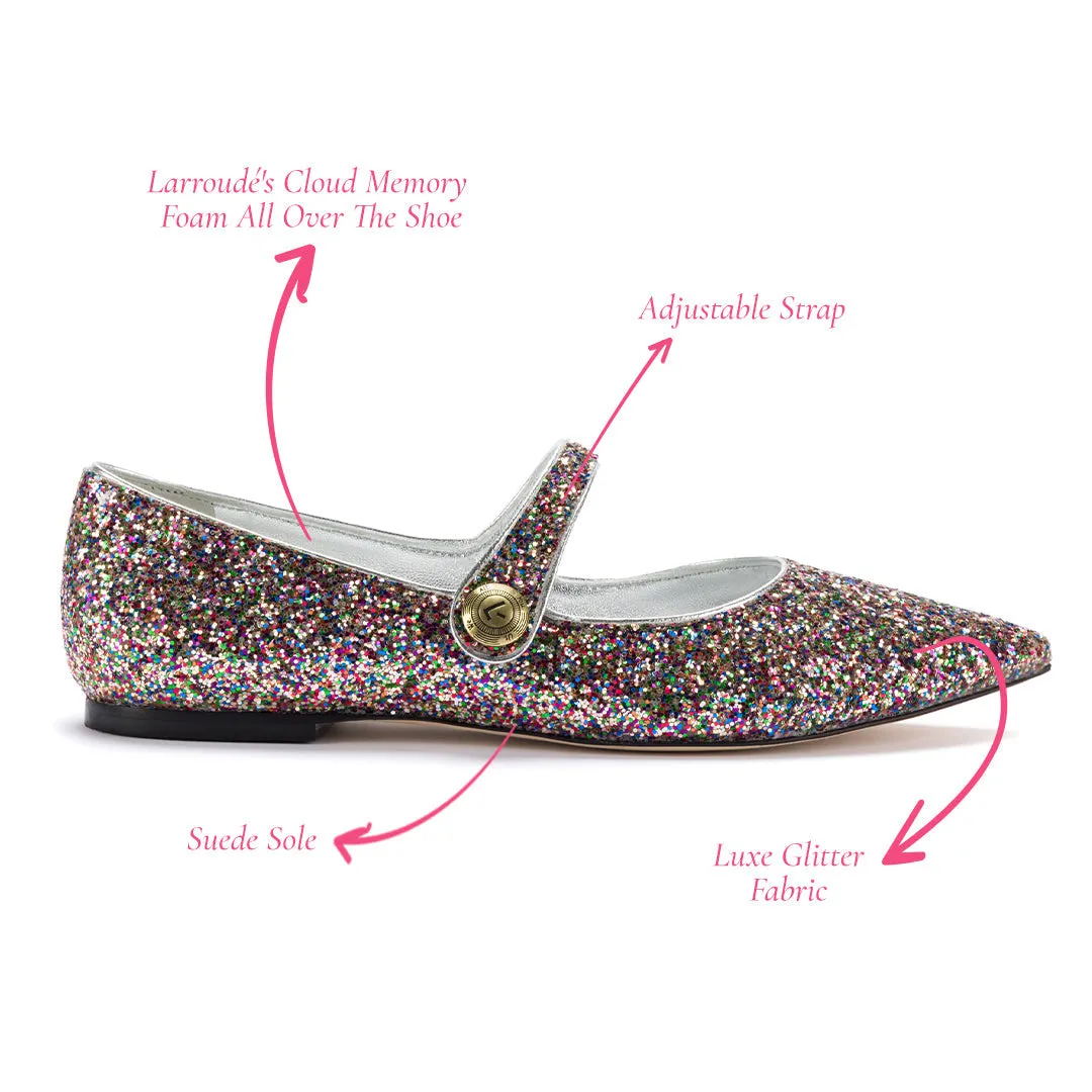 Caroline Flat In Multimetallic Glitter sold by Larroude product image thumbnail 5