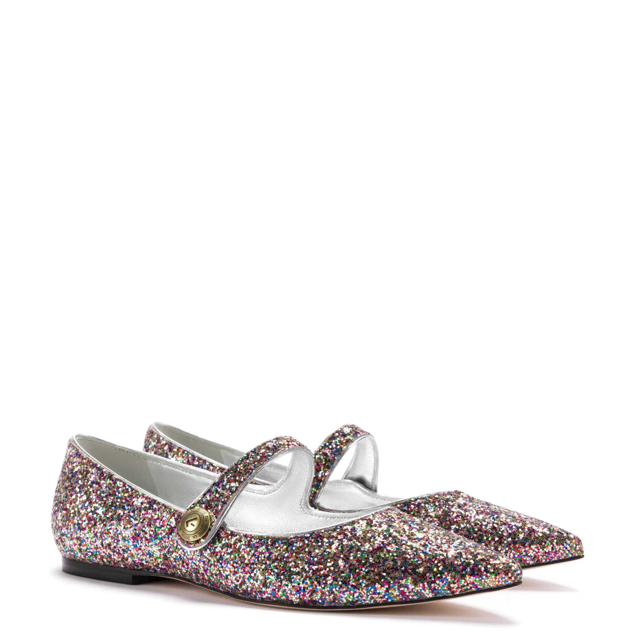 Caroline Flat In Multimetallic Glitter sold by Larroude product image thumbnail 2