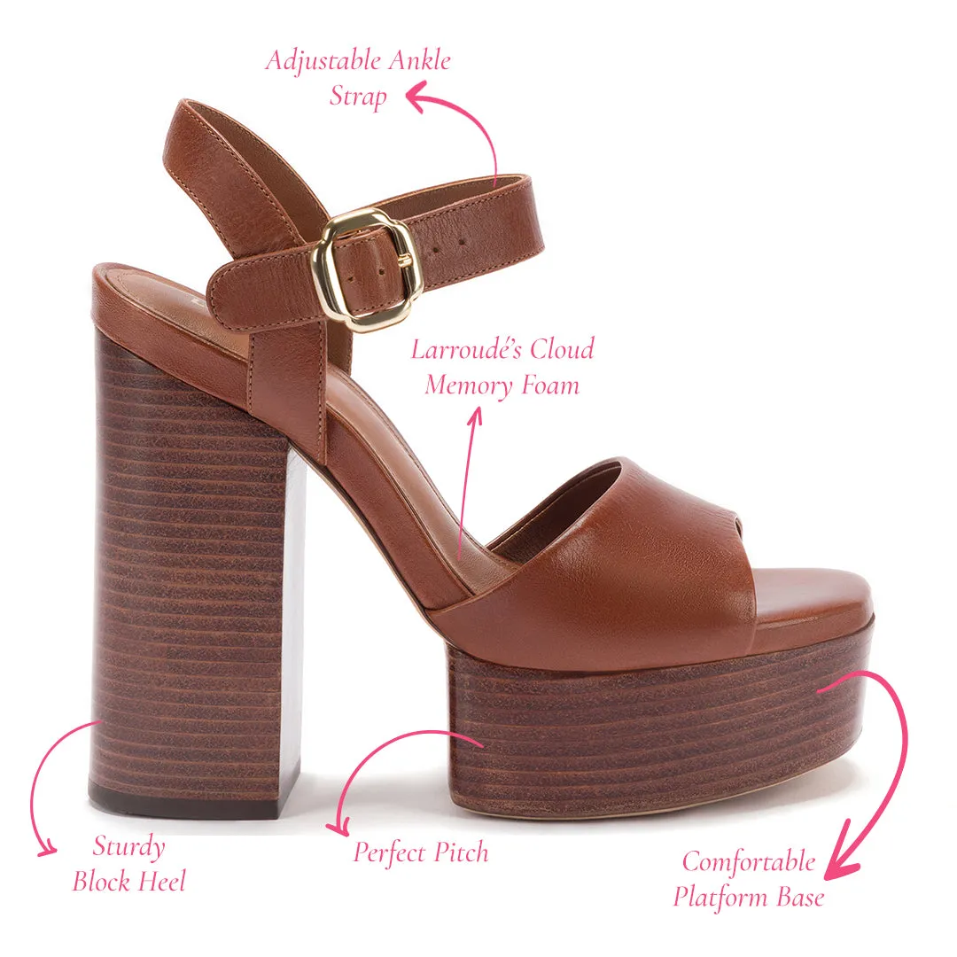 Vanessa Platform Sandal In Caramel Leather sold by Larroude product image thumbnail 5