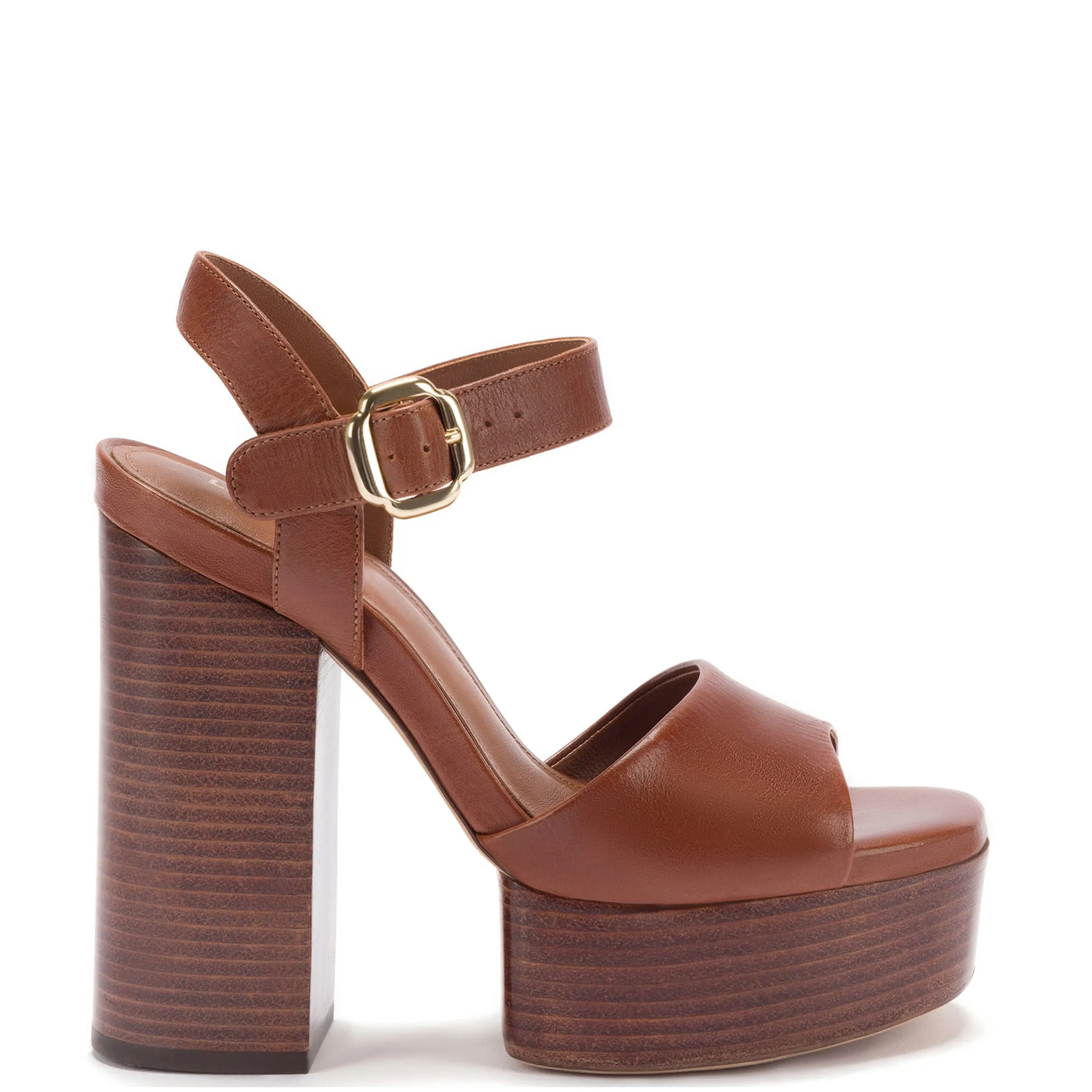 Vanessa Platform Sandal In Caramel Leather sold by Larroude