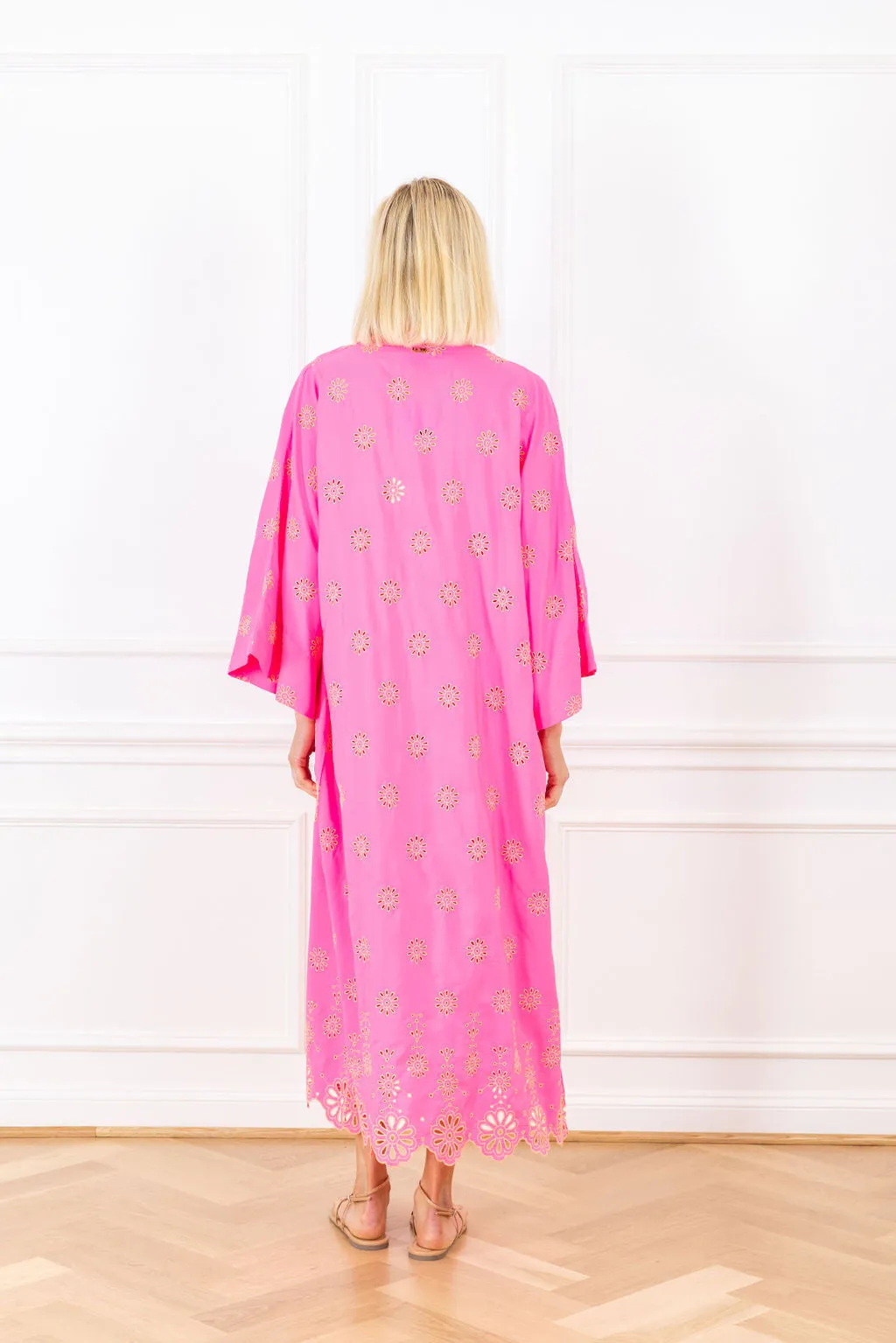 neon floral eyelet maxi caftan sold by Larroude product image thumbnail 2
