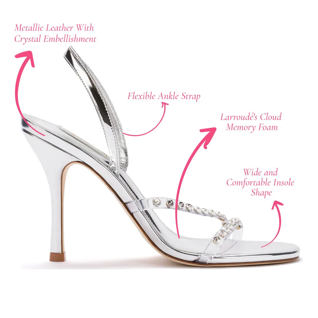 Annie Sandal in Silver Specchio with Swarovski® Crystals sold by Larroude product image thumbnail 5