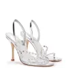 Annie Sandal in Silver Specchio with Swarovski® Crystals sold by Larroude