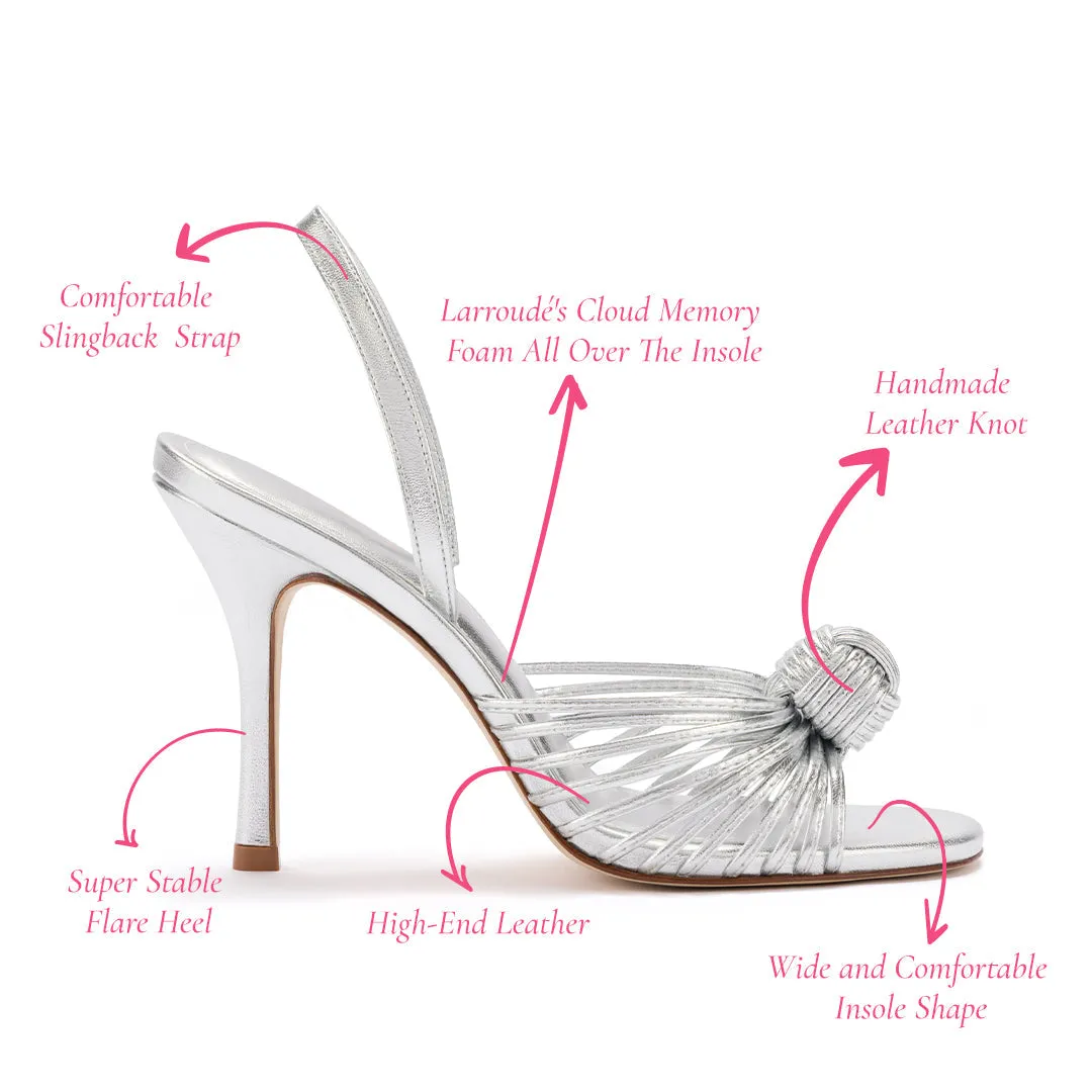 Valerie Slingback Sandal In Silver Metallic Leather sold by Larroude product image thumbnail 5