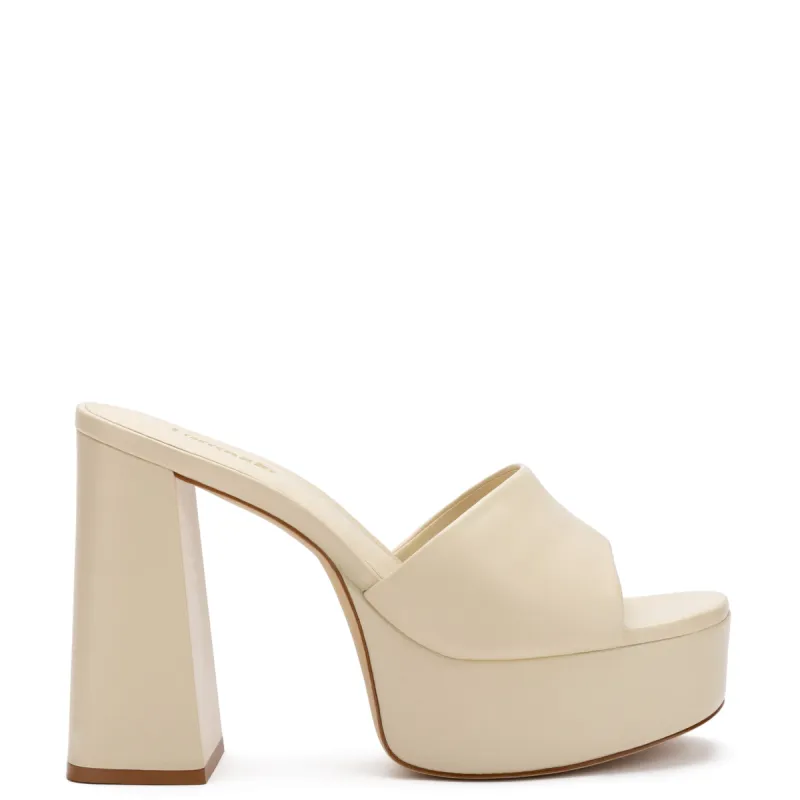 Dolly Mule In Ivory Leather sold by Larroude
