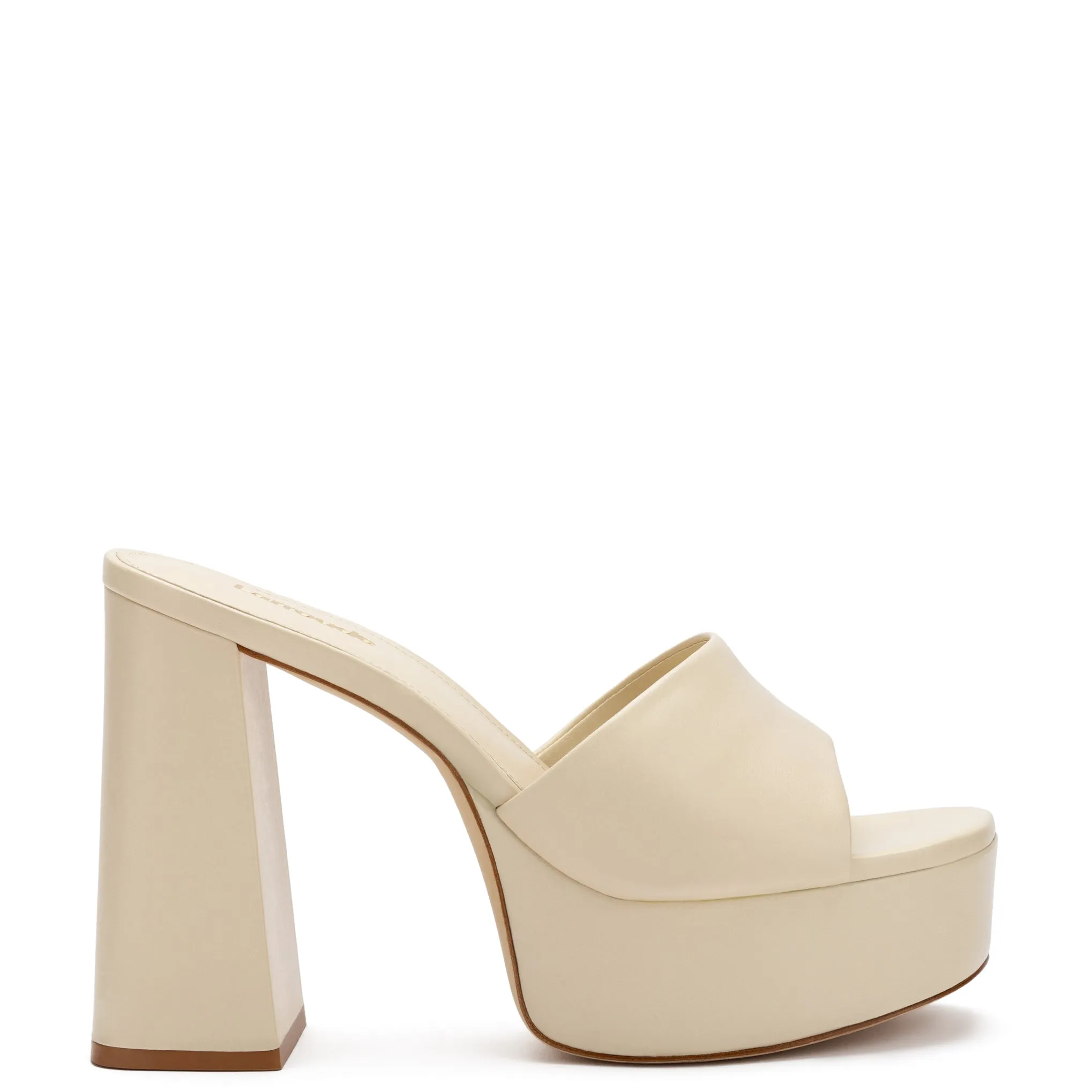 Dolly Mule In Ivory Leather sold by Larroude