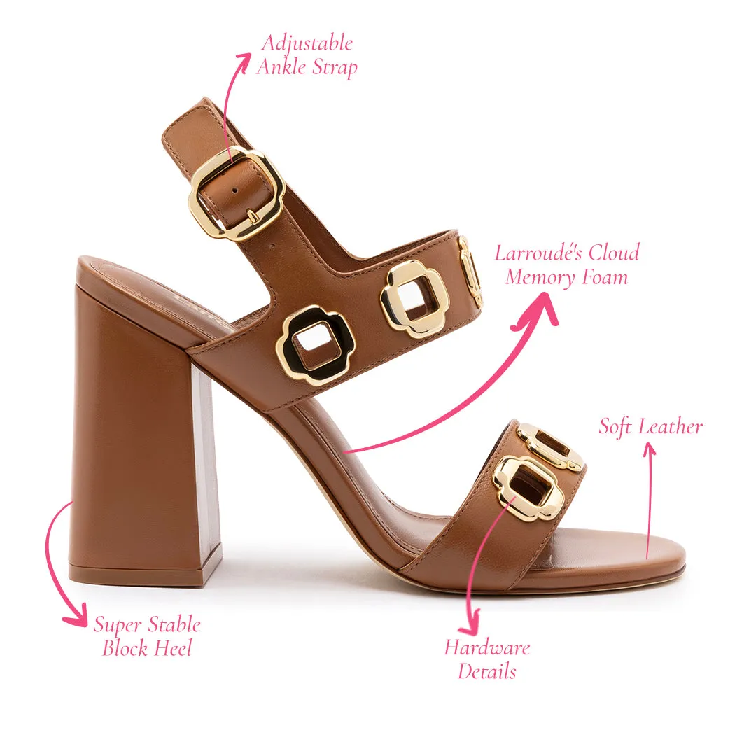Milan Hi Sandal In Caramel Leather sold by Larroude product image thumbnail 5