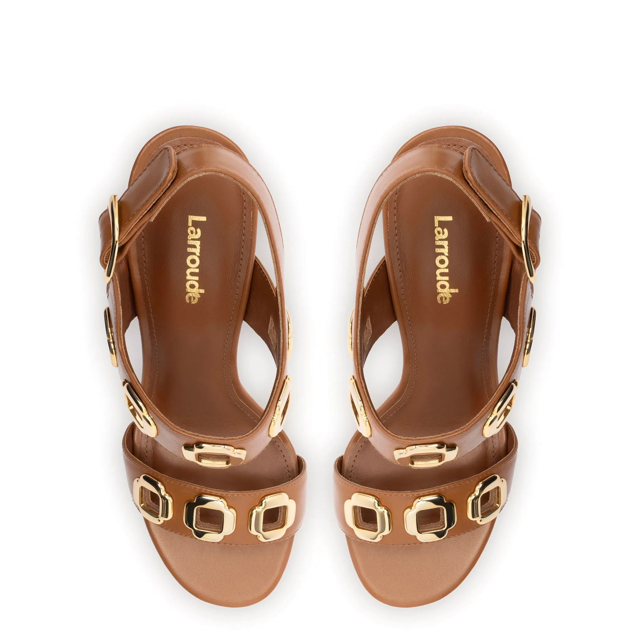 Milan Hi Sandal In Caramel Leather sold by Larroude product image thumbnail 3