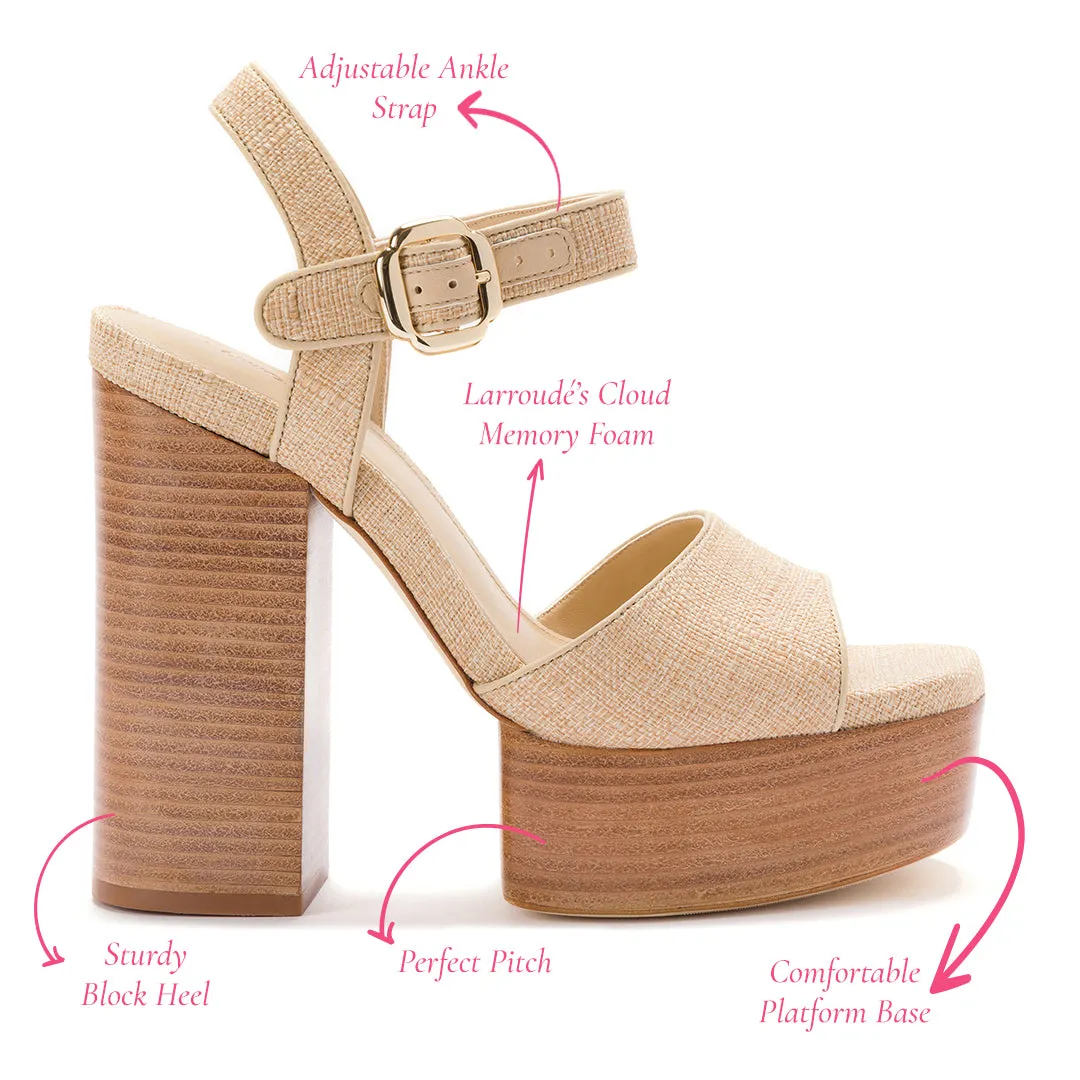 Vanessa Platform Sandal In Beige Raffia sold by Larroude product image thumbnail 5
