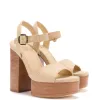 Vanessa Platform Sandal In Beige Raffia sold by Larroude