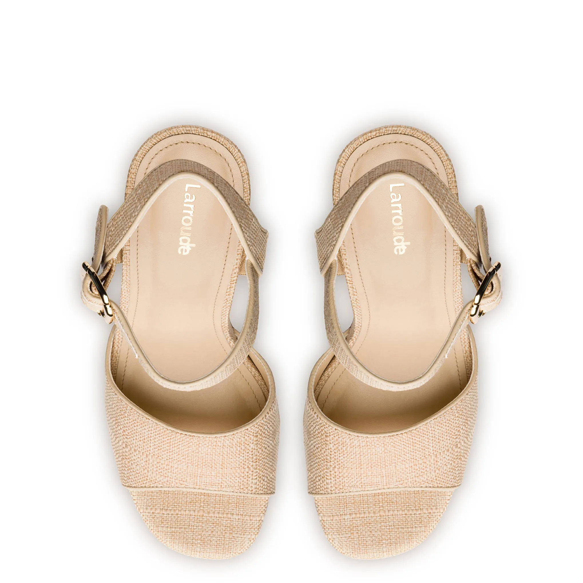 Vanessa Platform Sandal In Beige Raffia sold by Larroude product image thumbnail 3
