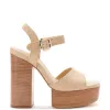Vanessa Platform Sandal In Beige Raffia sold by Larroude