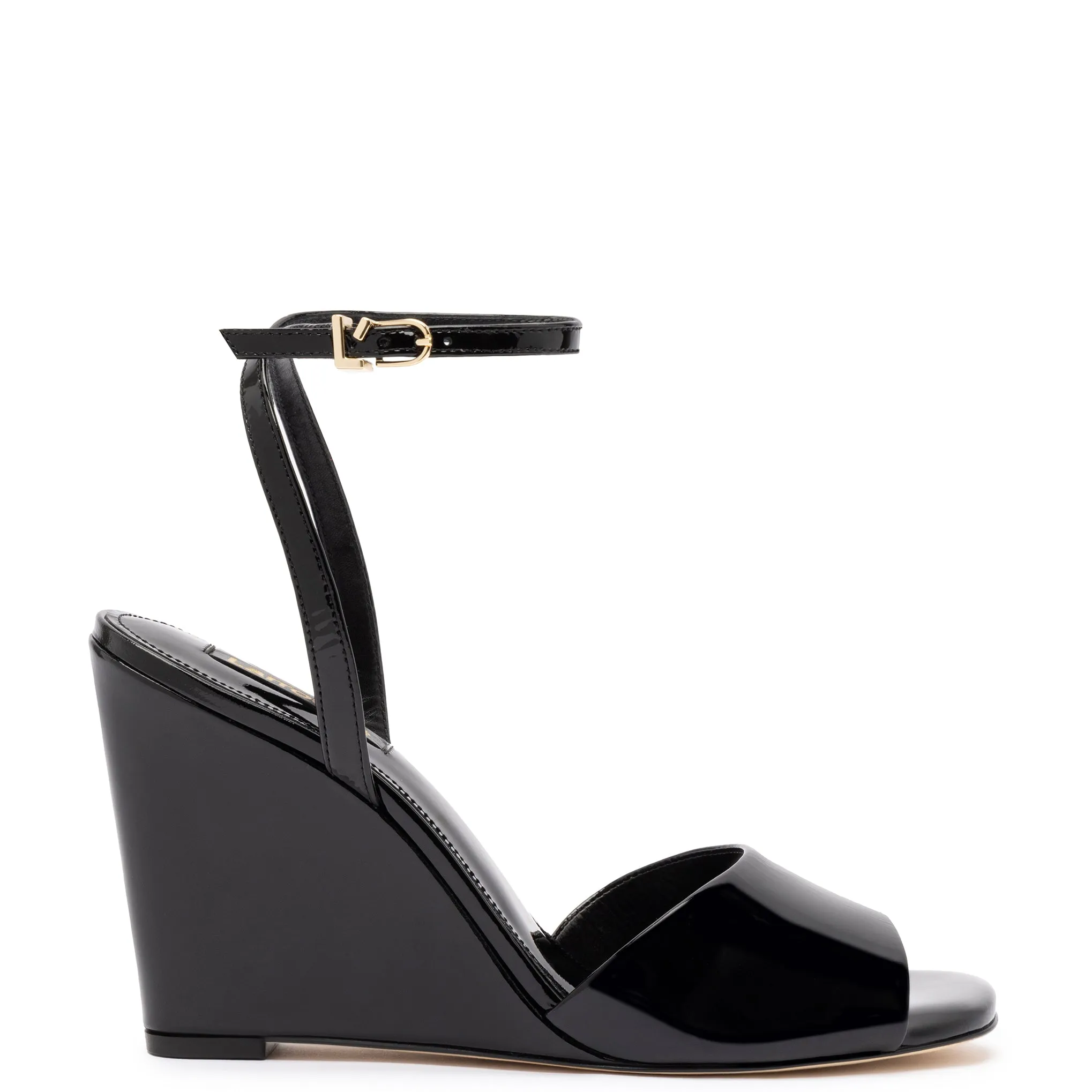 Yves Wedge In Black Patent Leather sold by Larroude