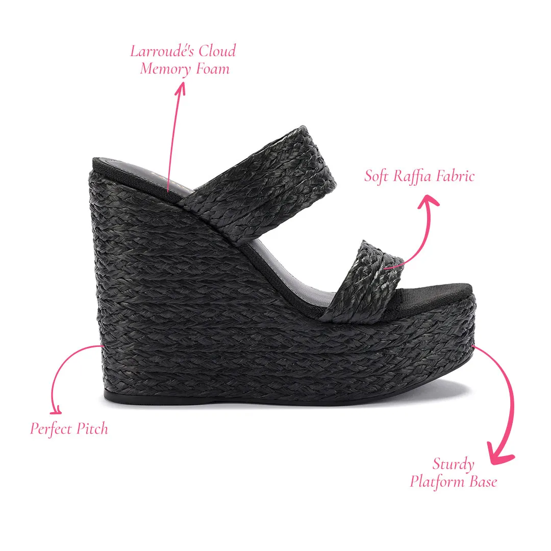 Pamela Wedge In Black Raffia sold by Larroude product image thumbnail 5
