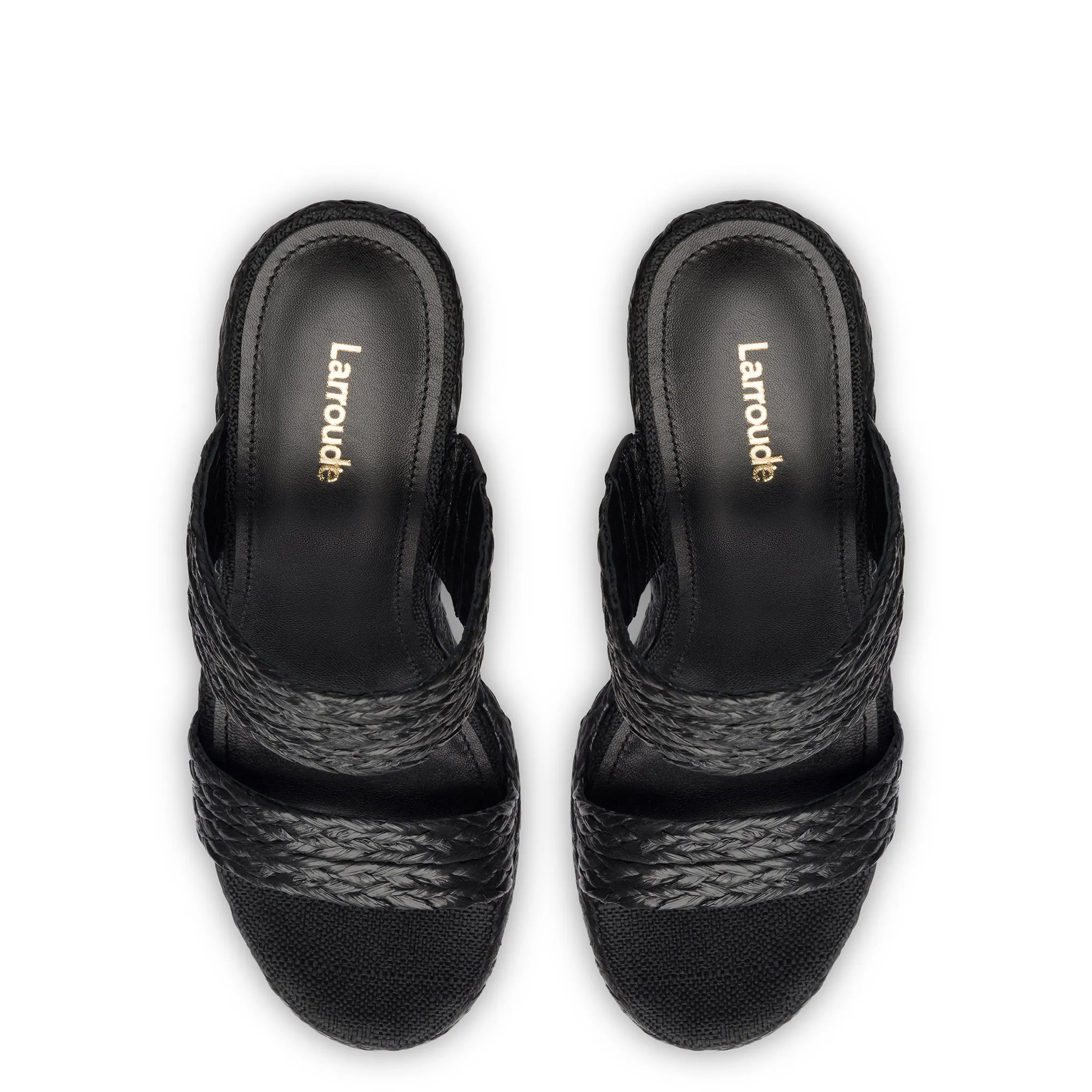 Pamela Wedge In Black Raffia sold by Larroude product image thumbnail 3