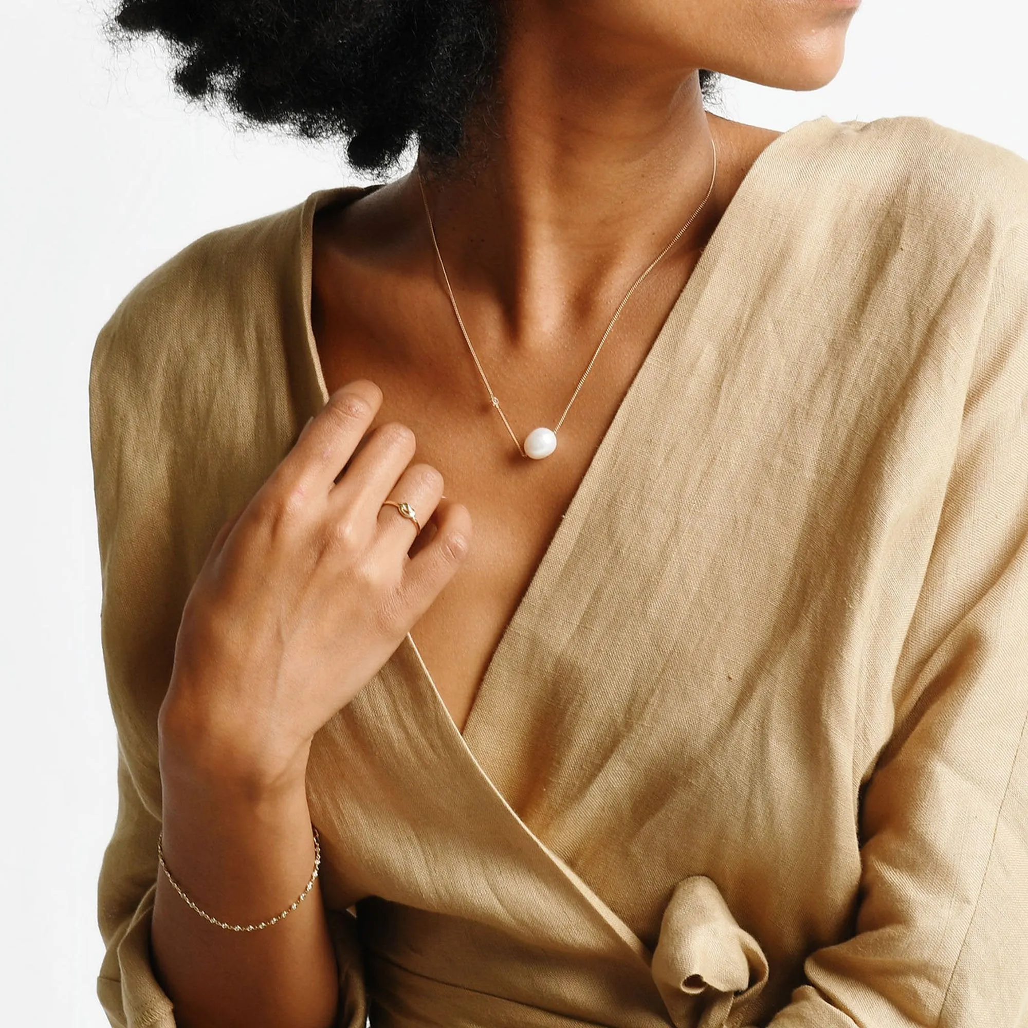 Baroque Pearl Duo Necklace sold by Larroude product image thumbnail 4