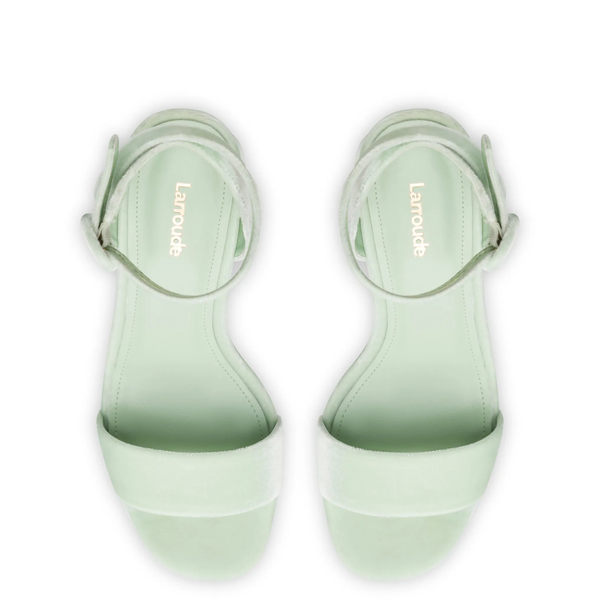 Dolly Sandal In Mint Green Velvet sold by Larroude product image thumbnail 3