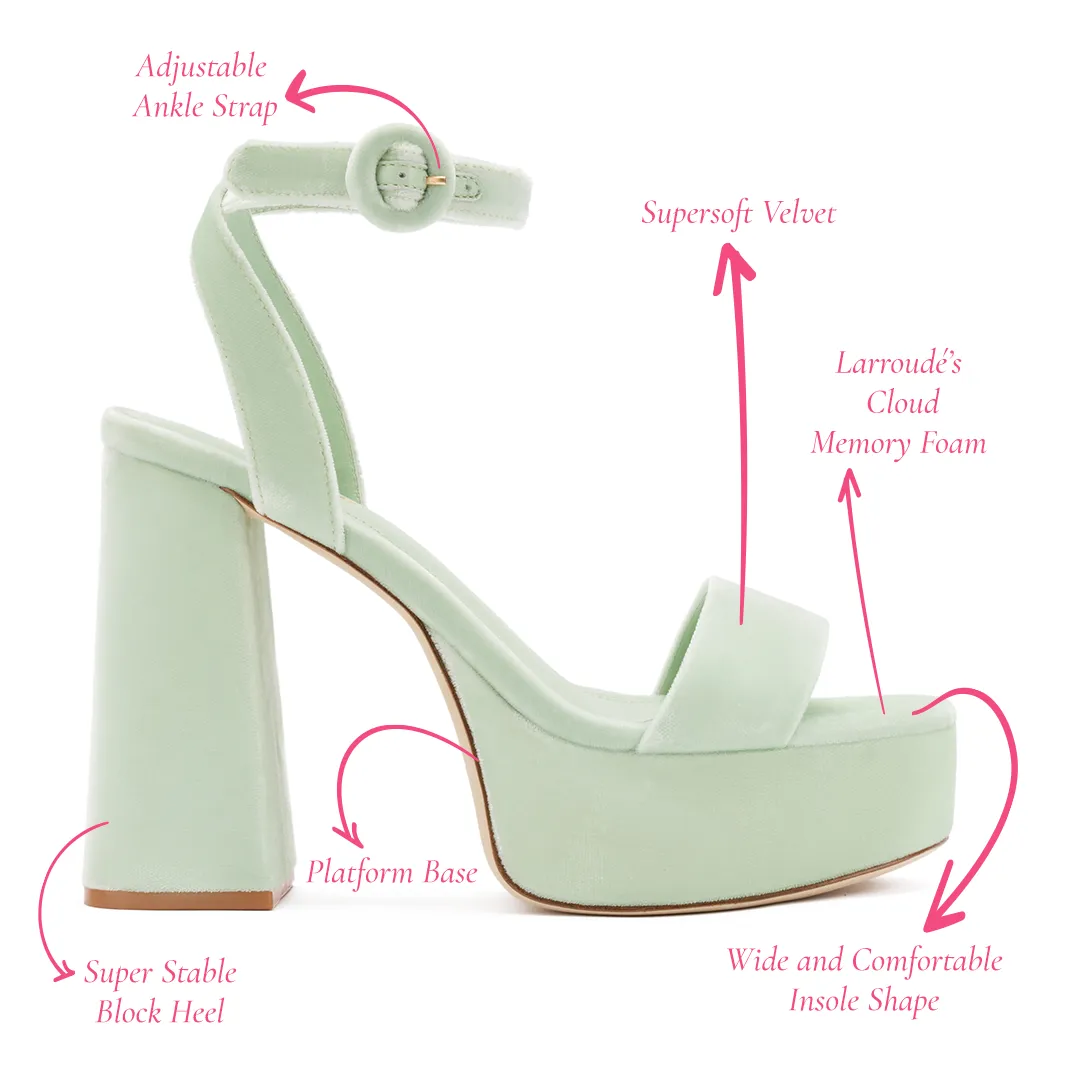 Dolly Sandal In Mint Green Velvet sold by Larroude product image thumbnail 5