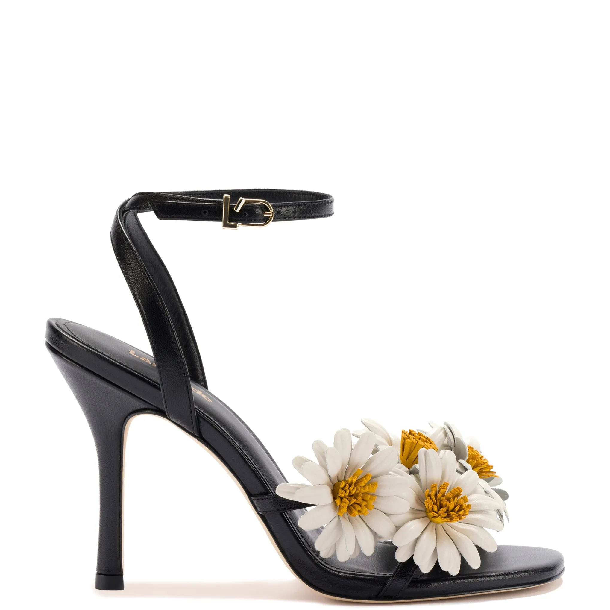 Fiore Sandal In Black Leather sold by Larroude