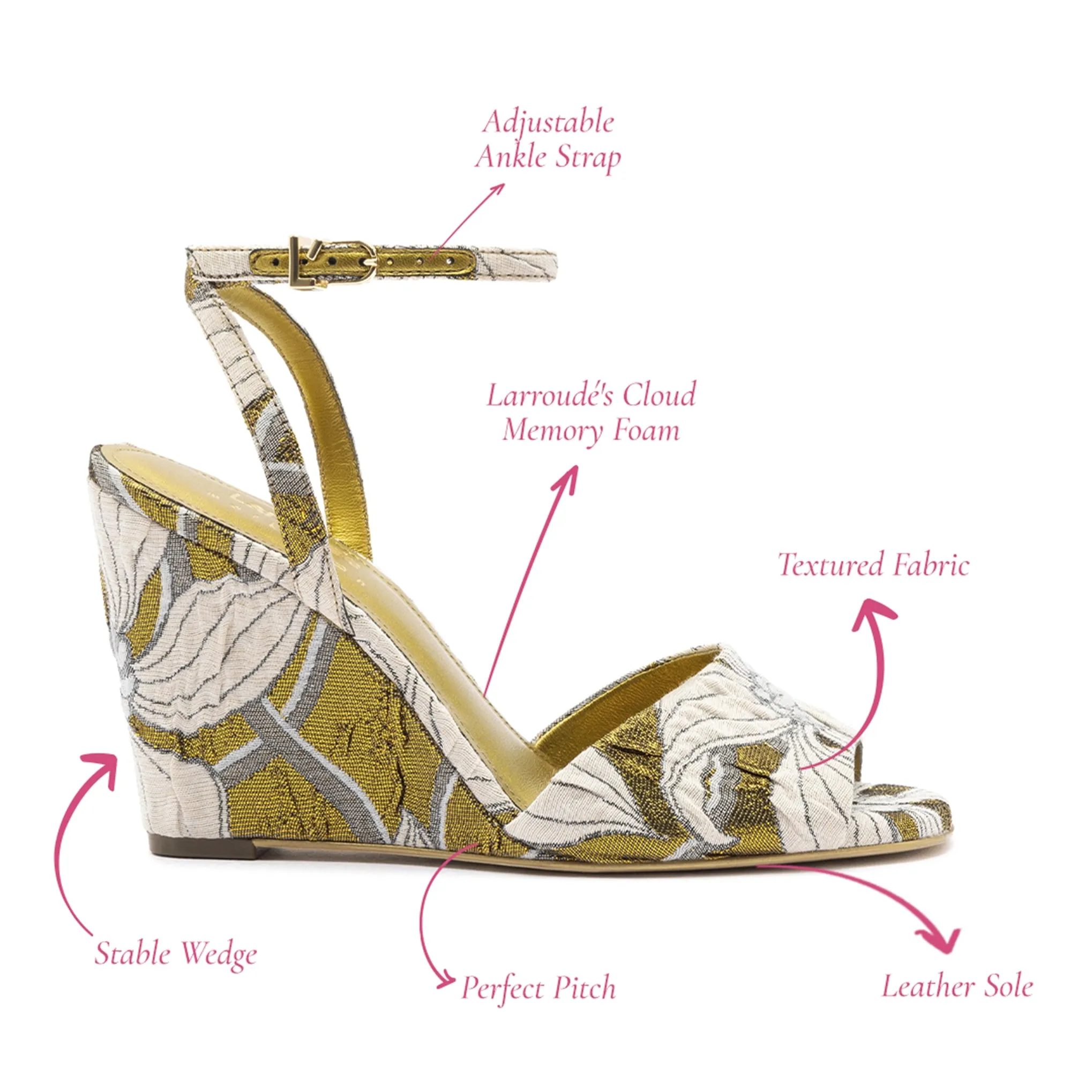 Larroudé x Markarian Wedge In Gold Floral Dutel sold by Larroude product image thumbnail 5