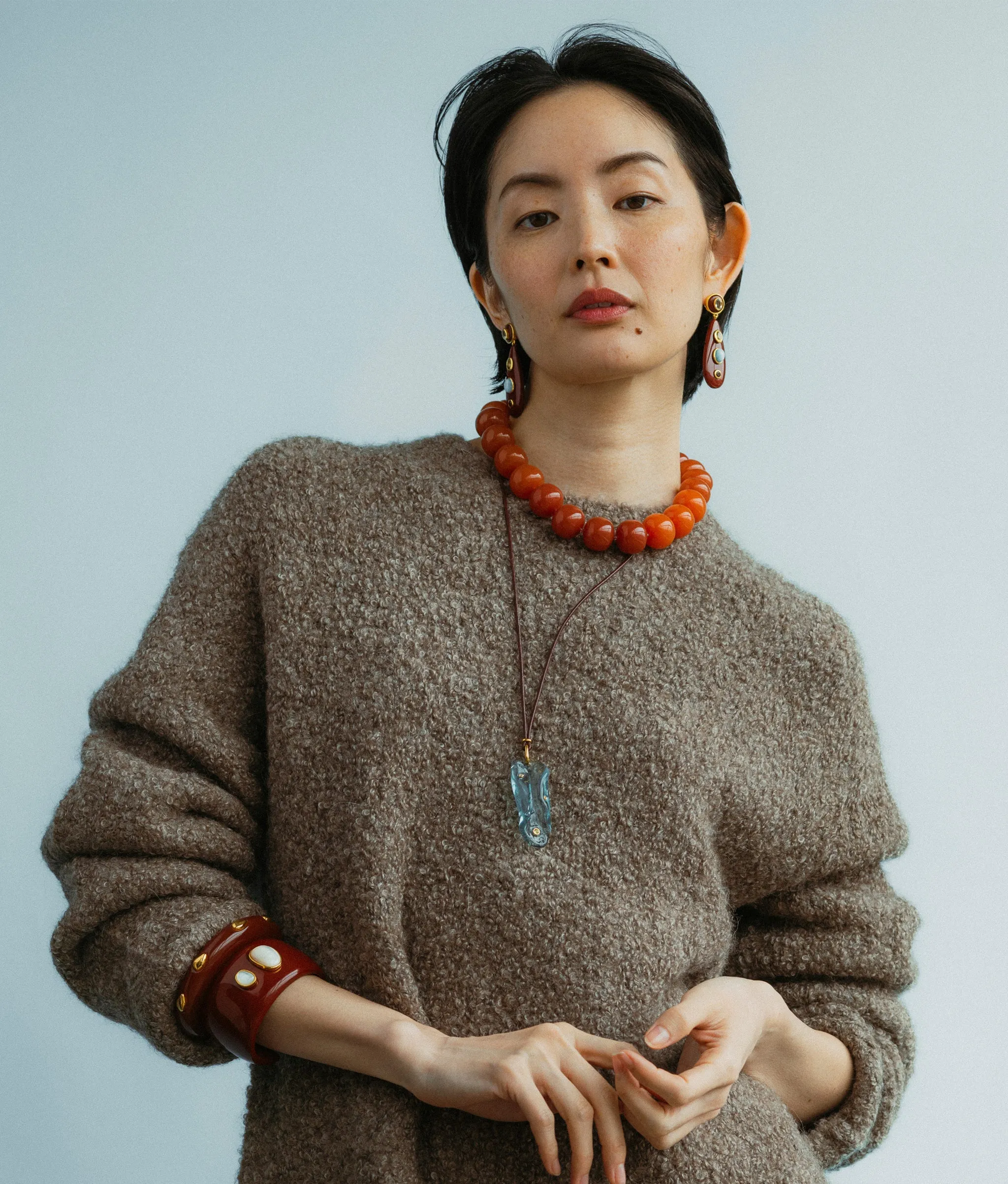 Torre Earrings in Chestnut sold by Larroude product image thumbnail 3