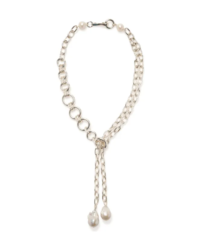 Edith Lariat in Silver sold by Larroude
