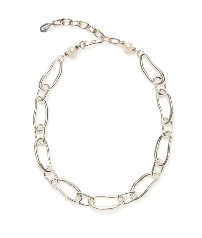 Collage Chain Necklace in Silver sold by Larroude