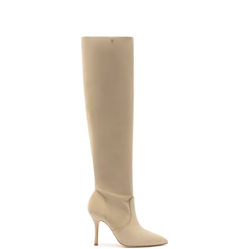 Kate Slouch Boot In Oyster Grey Suede sold by Larroude