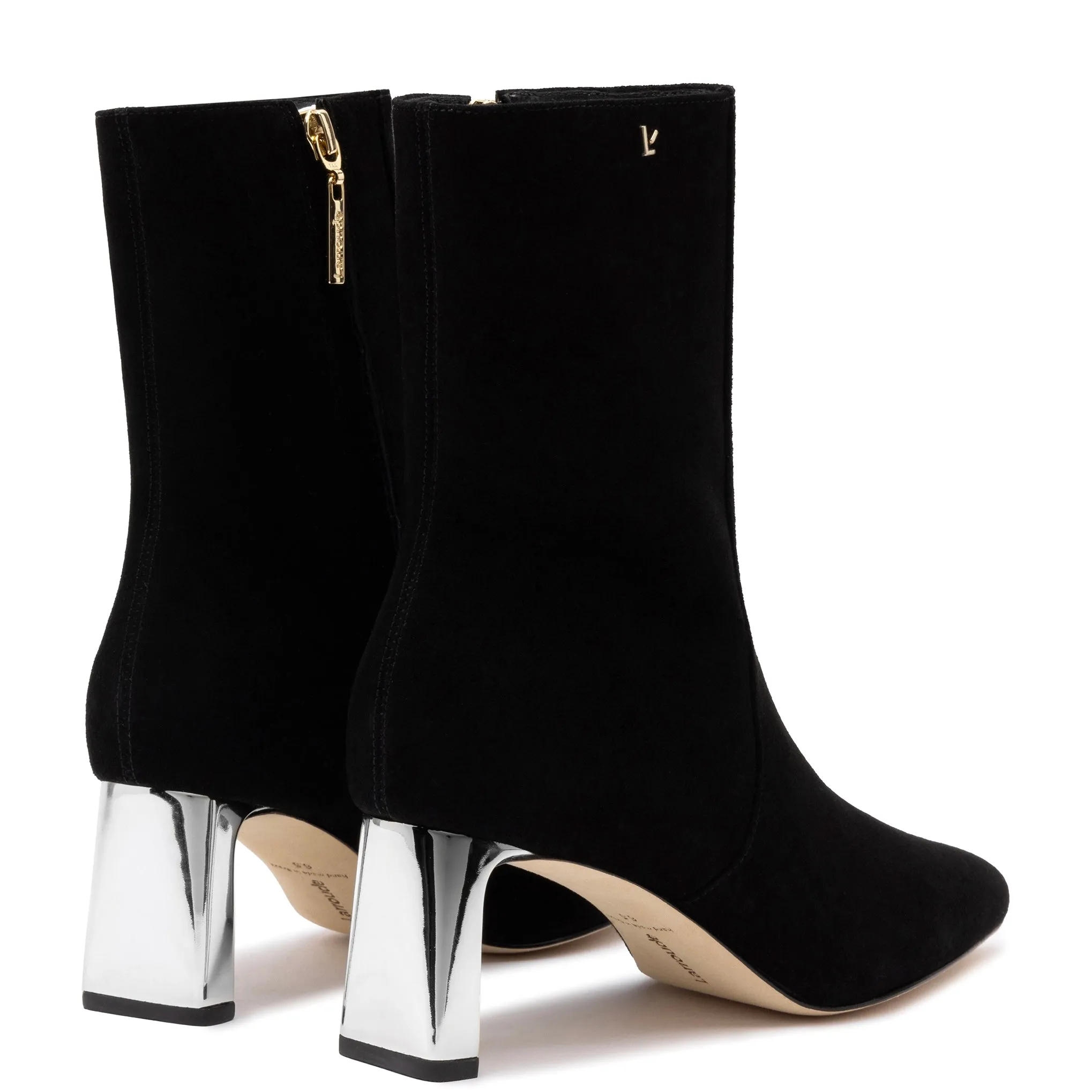 Alexis Bootie In Black Suede and Silver Heel sold by Larroude product image thumbnail 3