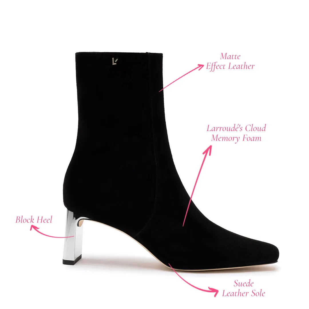 Alexis Bootie In Black Suede and Silver Heel sold by Larroude product image thumbnail 5