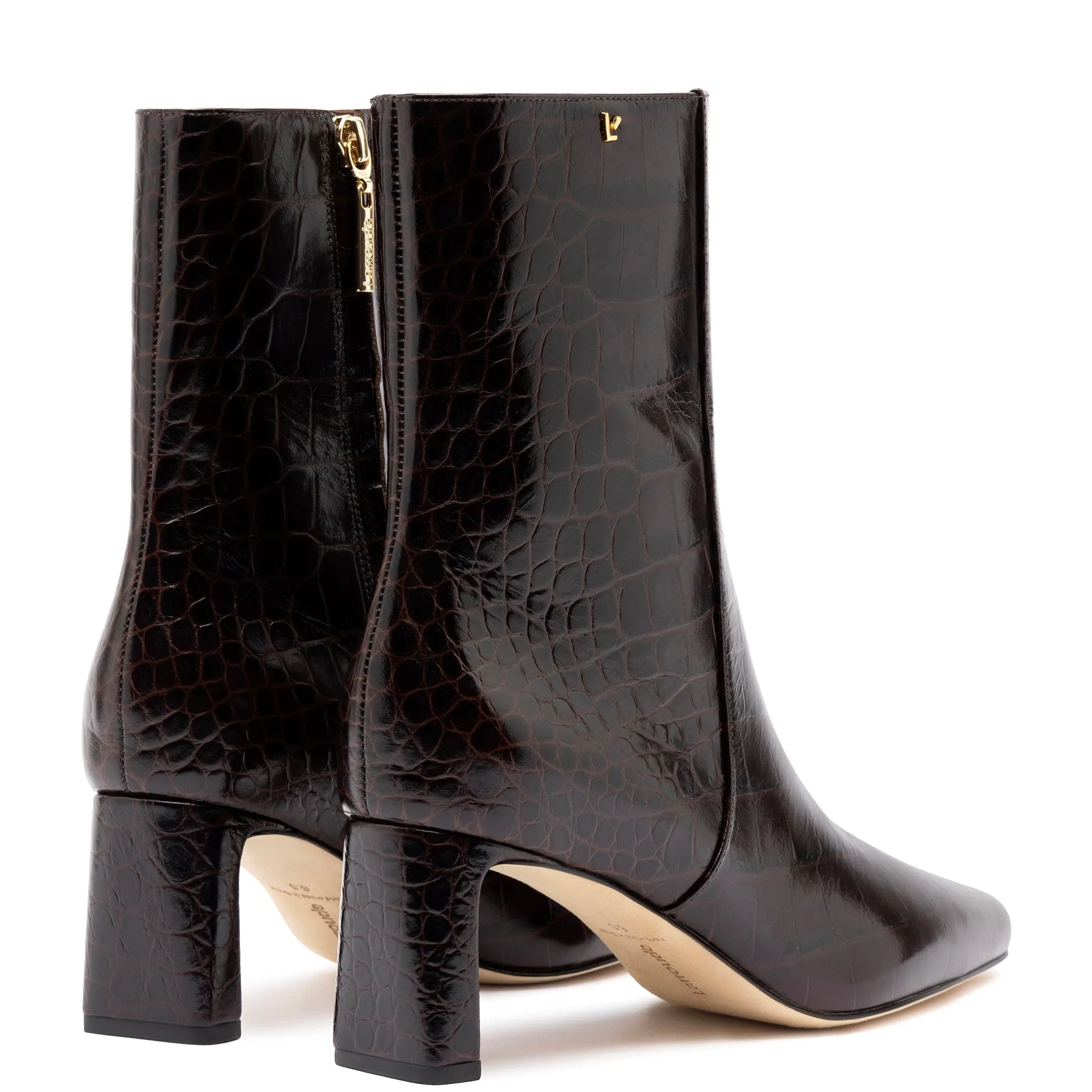 Alexis Bootie In Dark Croco Embossed Leather sold by Larroude product image thumbnail 3