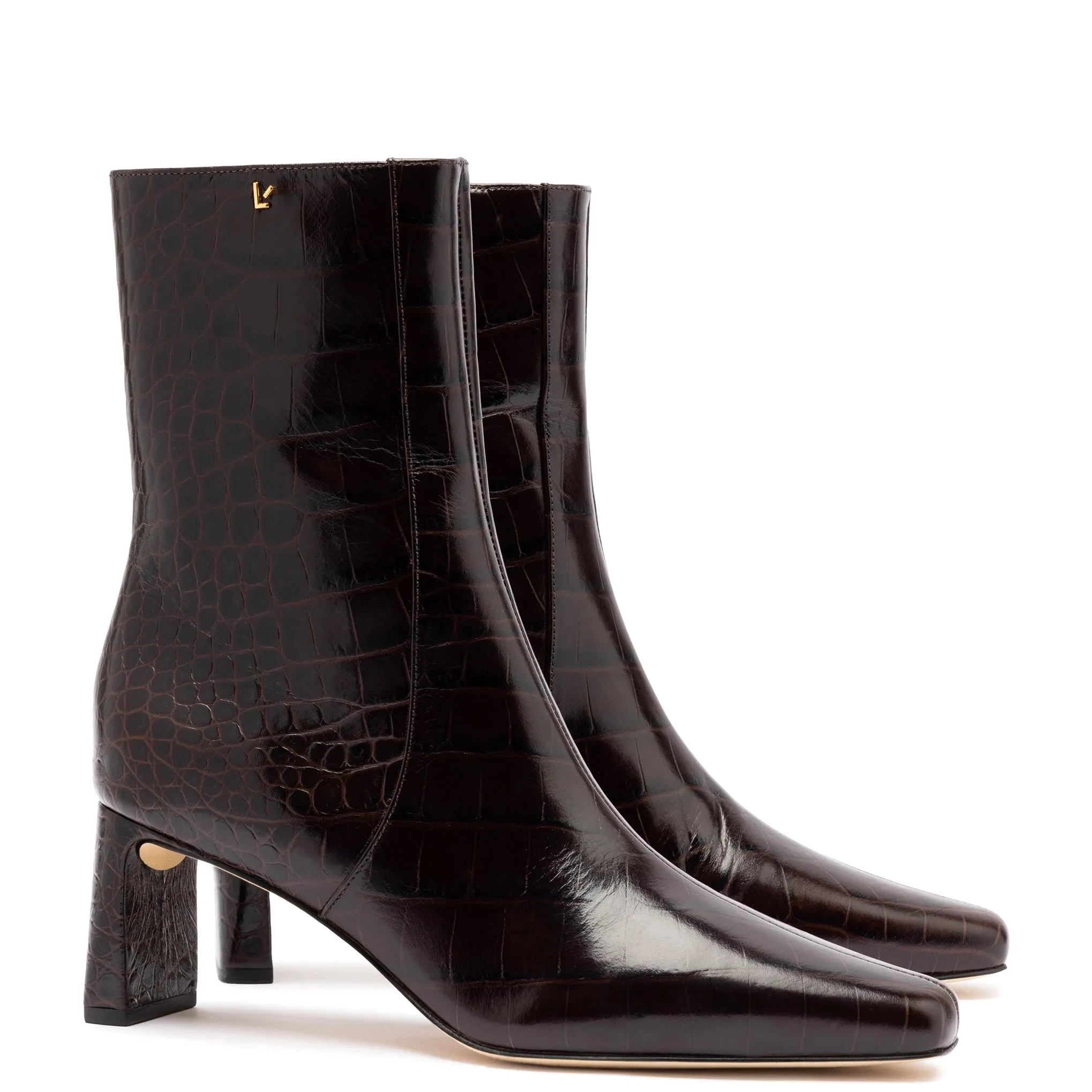 Alexis Bootie In Dark Croco Embossed Leather sold by Larroude product image thumbnail 2