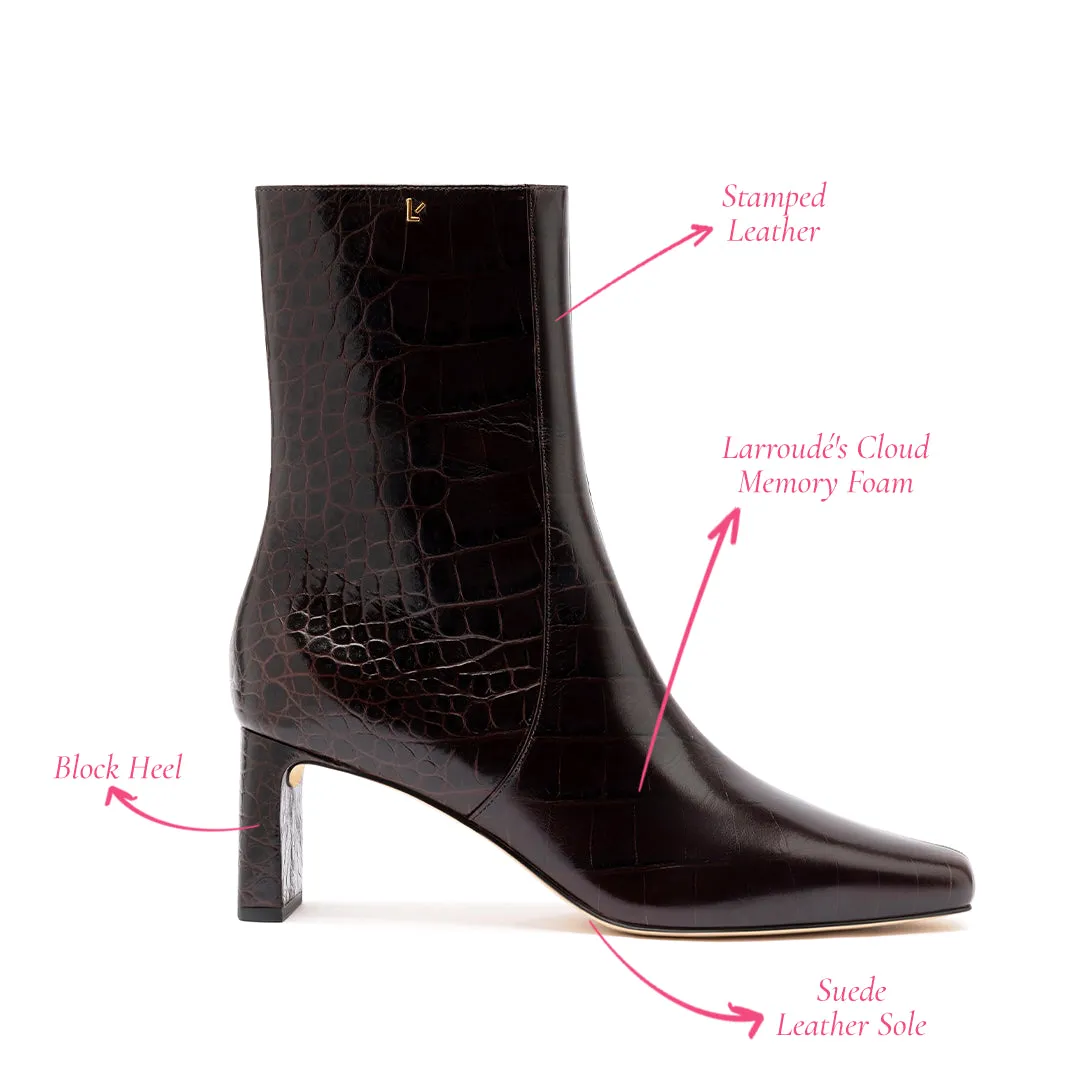 Alexis Bootie In Dark Croco Embossed Leather sold by Larroude product image thumbnail 5