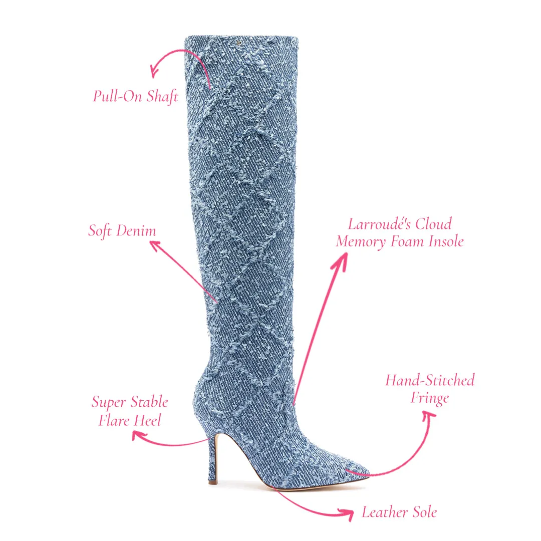 Kate Slouch Boot In Fringe Stellar Denim sold by Larroude product image thumbnail 5