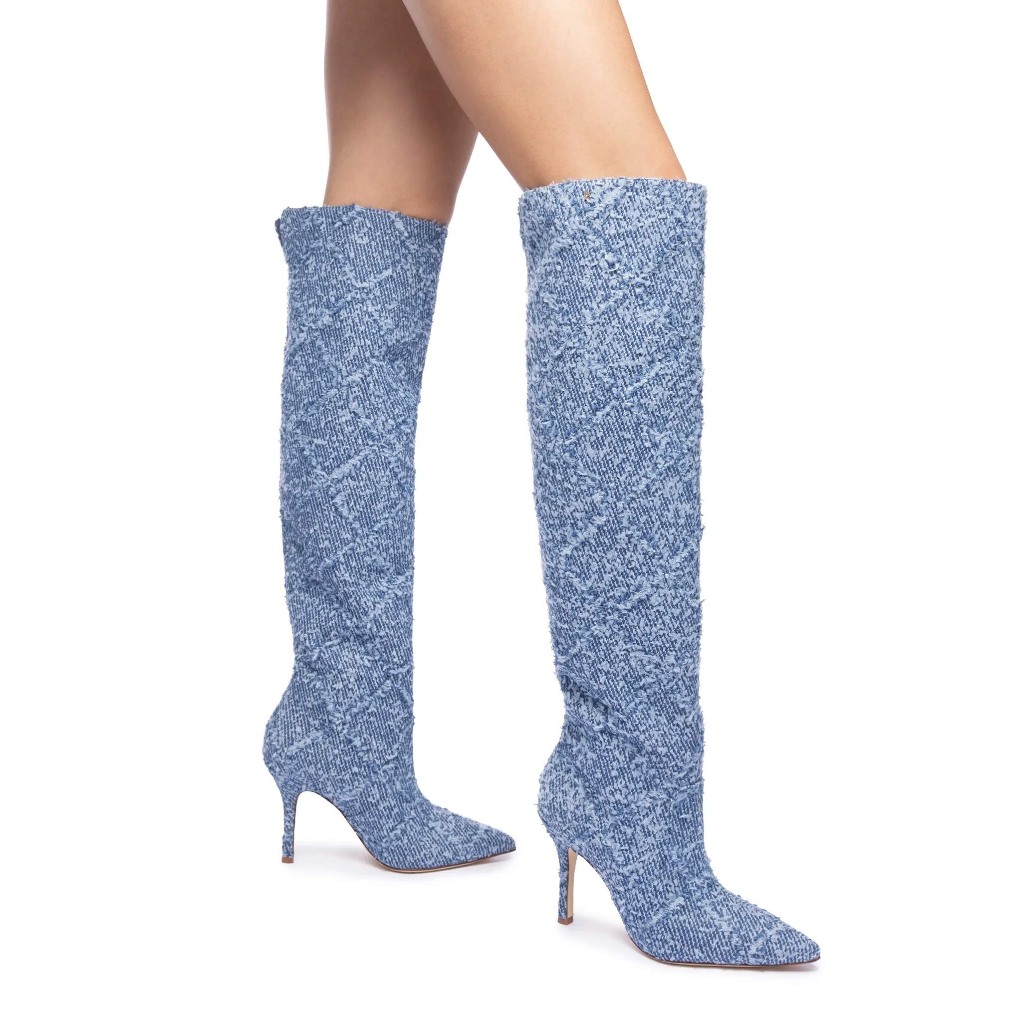 Kate Slouch Boot In Fringe Stellar Denim sold by Larroude product image thumbnail 4