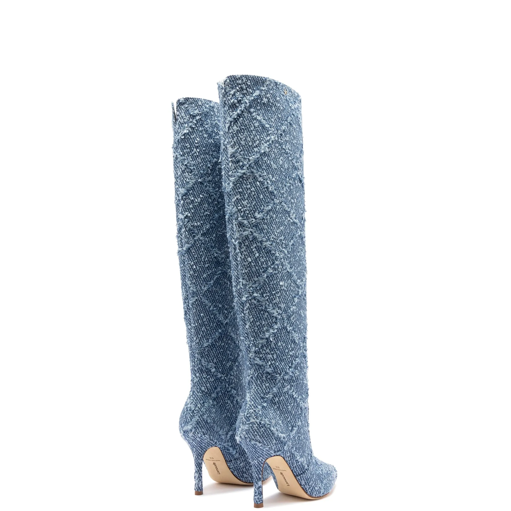 Kate Slouch Boot In Fringe Stellar Denim sold by Larroude product image thumbnail 3