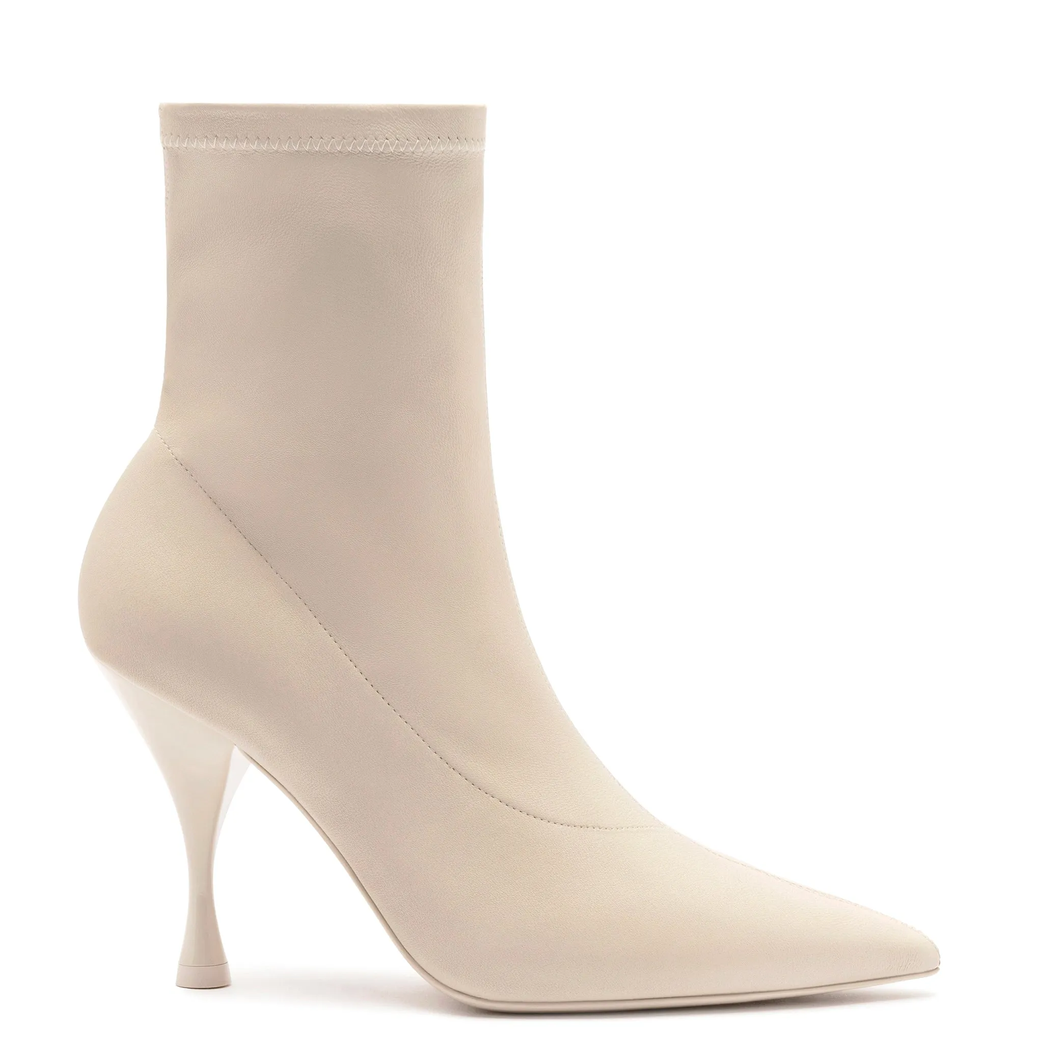 Mini Georgia Boot In Off White Stretch Leather sold by Larroude
