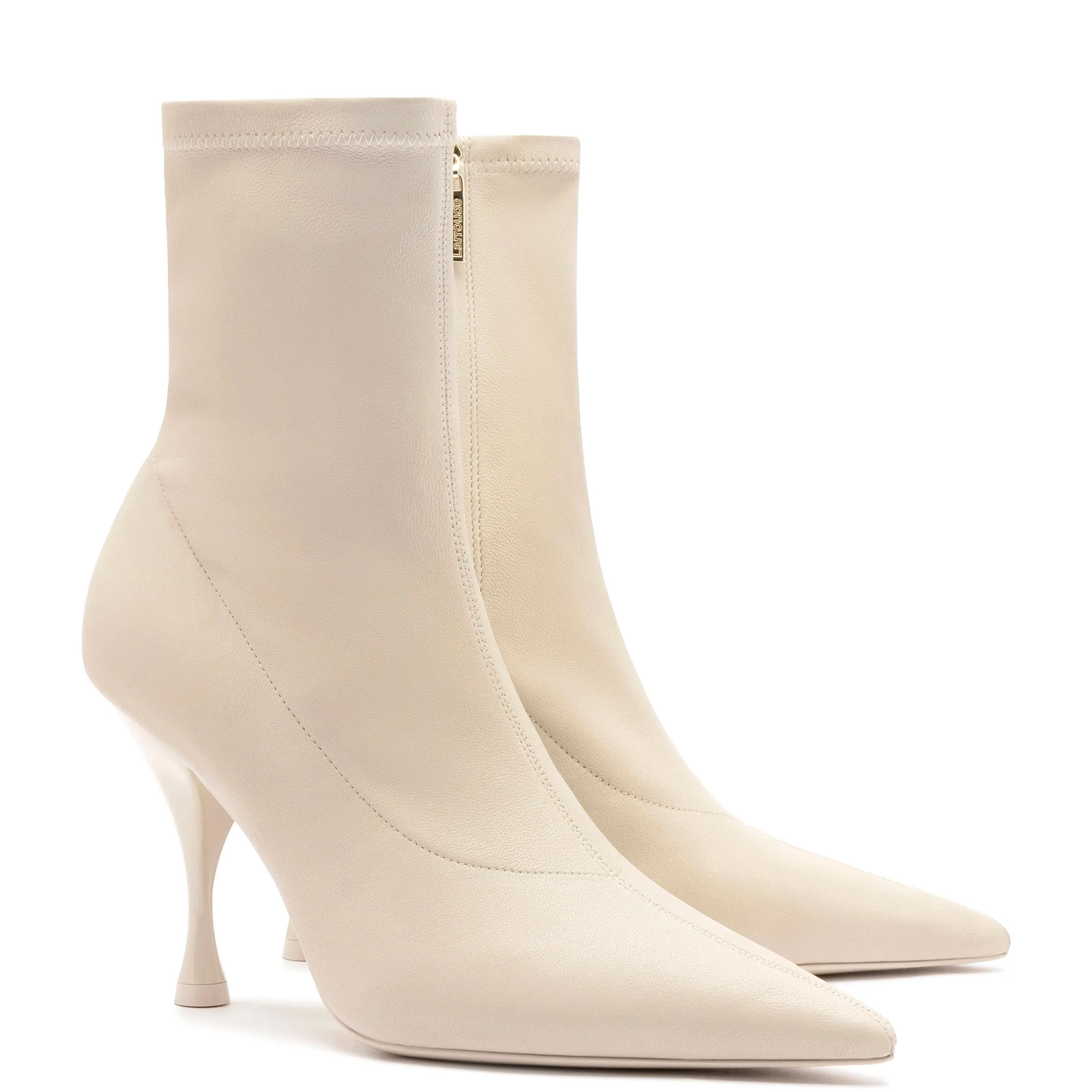 Mini Georgia Boot In Off White Stretch Leather sold by Larroude product image thumbnail 2