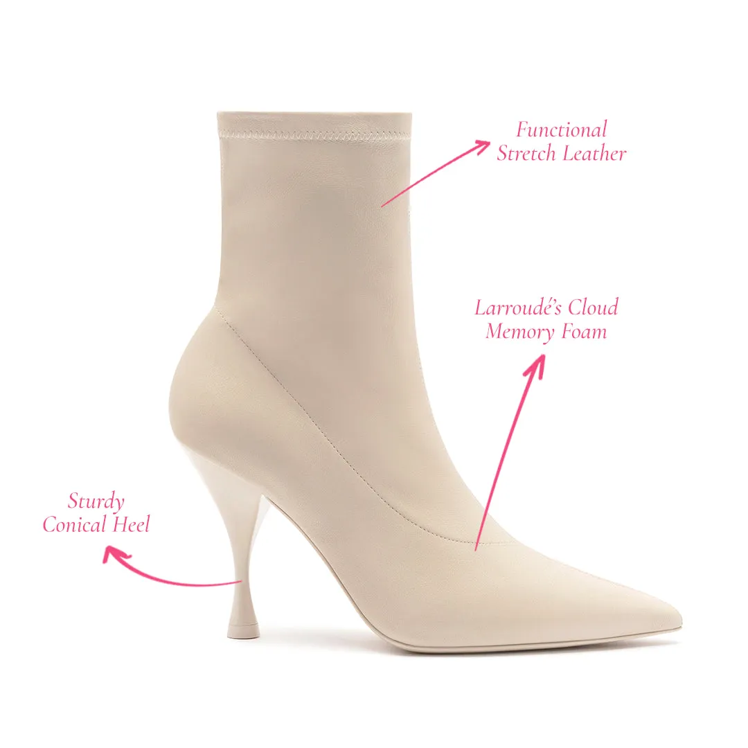 Mini Georgia Boot In Off White Stretch Leather sold by Larroude product image thumbnail 5