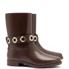 Milan Flat Bootie In Brown Water Resistant Leather sold by Larroude