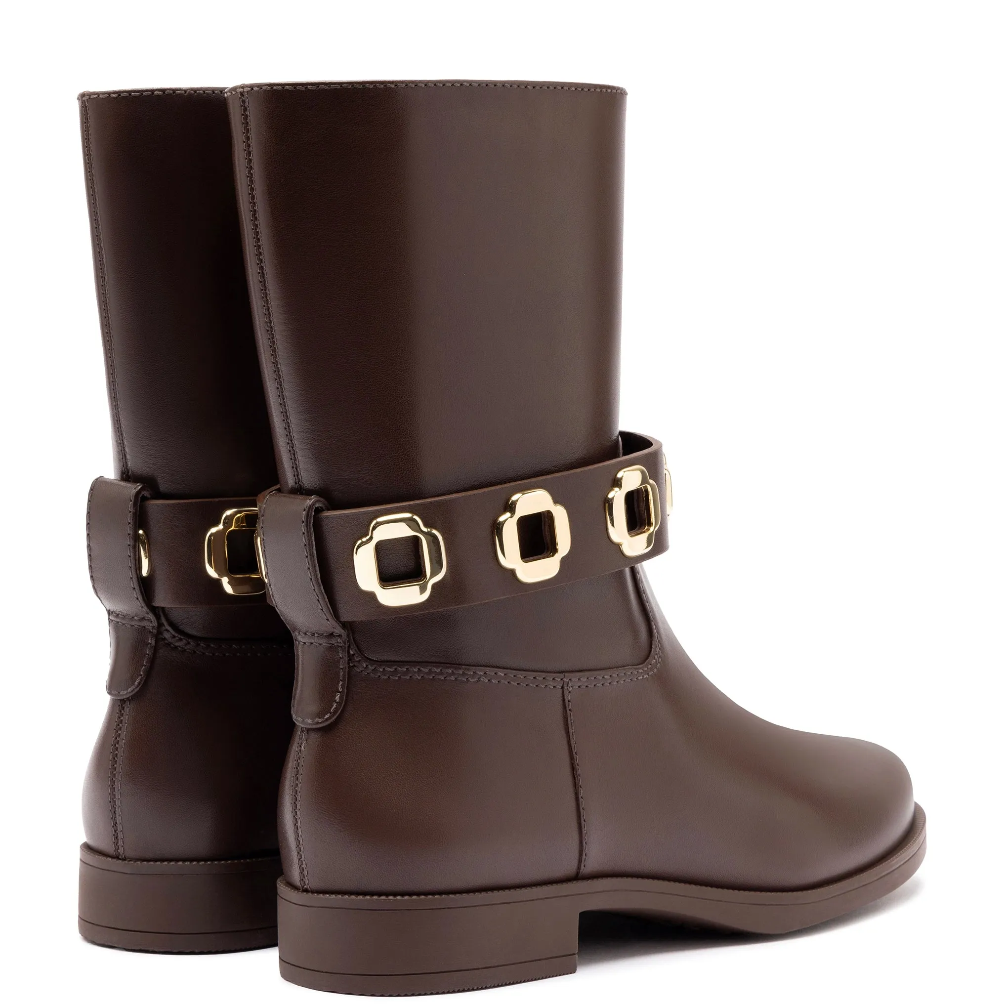 Milan Flat Bootie In Brown Water Resistant Leather sold by Larroude product image thumbnail 3