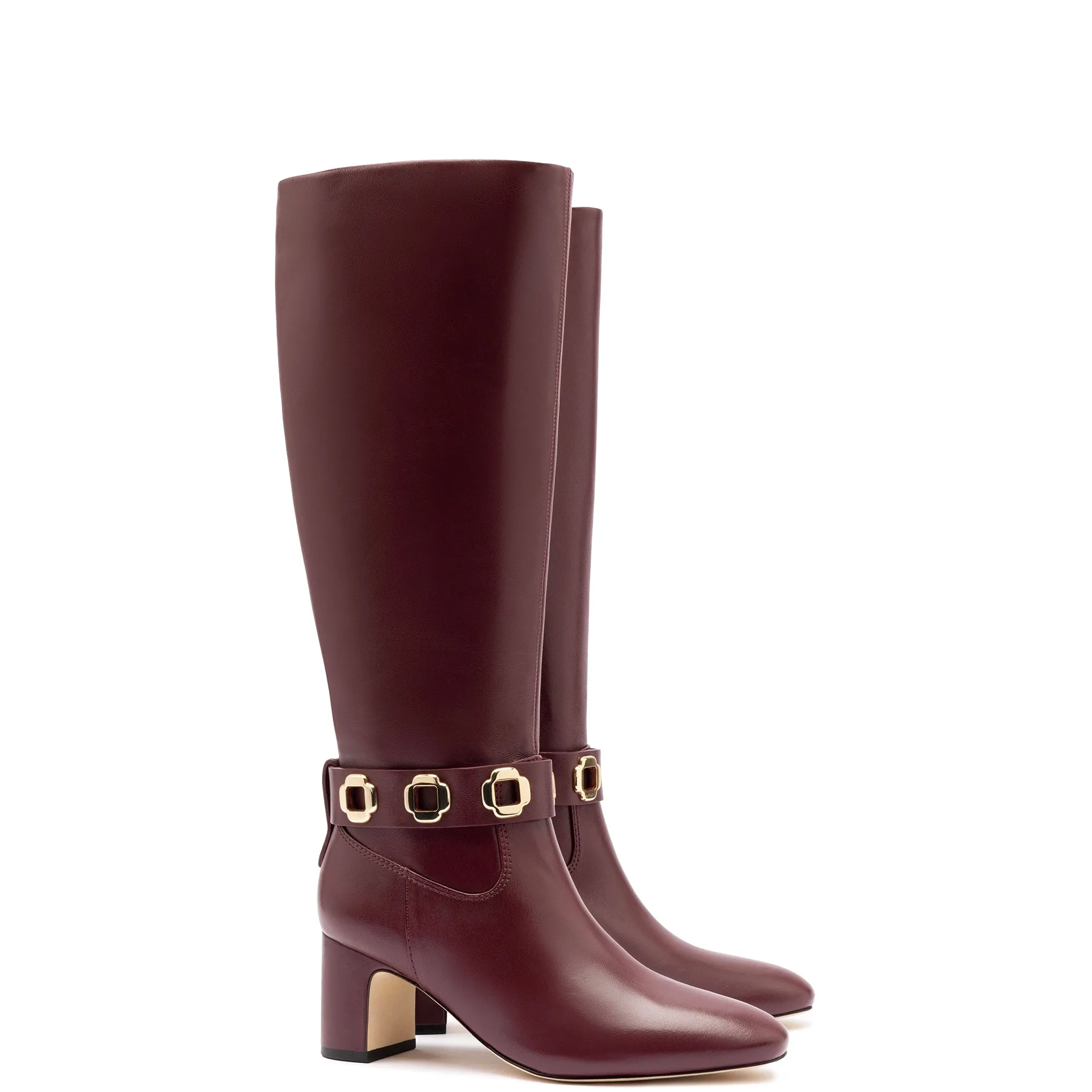 Milan Block Boot In Wine Leather sold by Larroude product image thumbnail 2